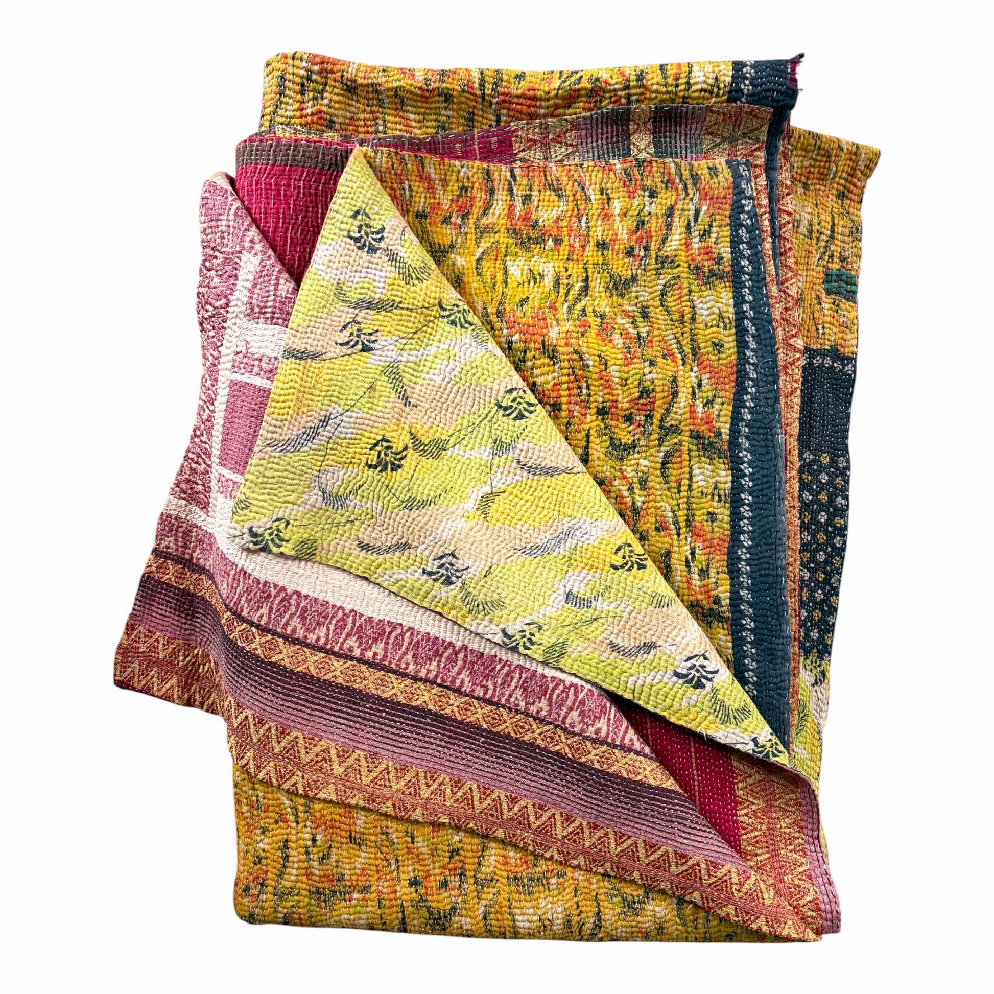 Vintage kantha quilt mustard