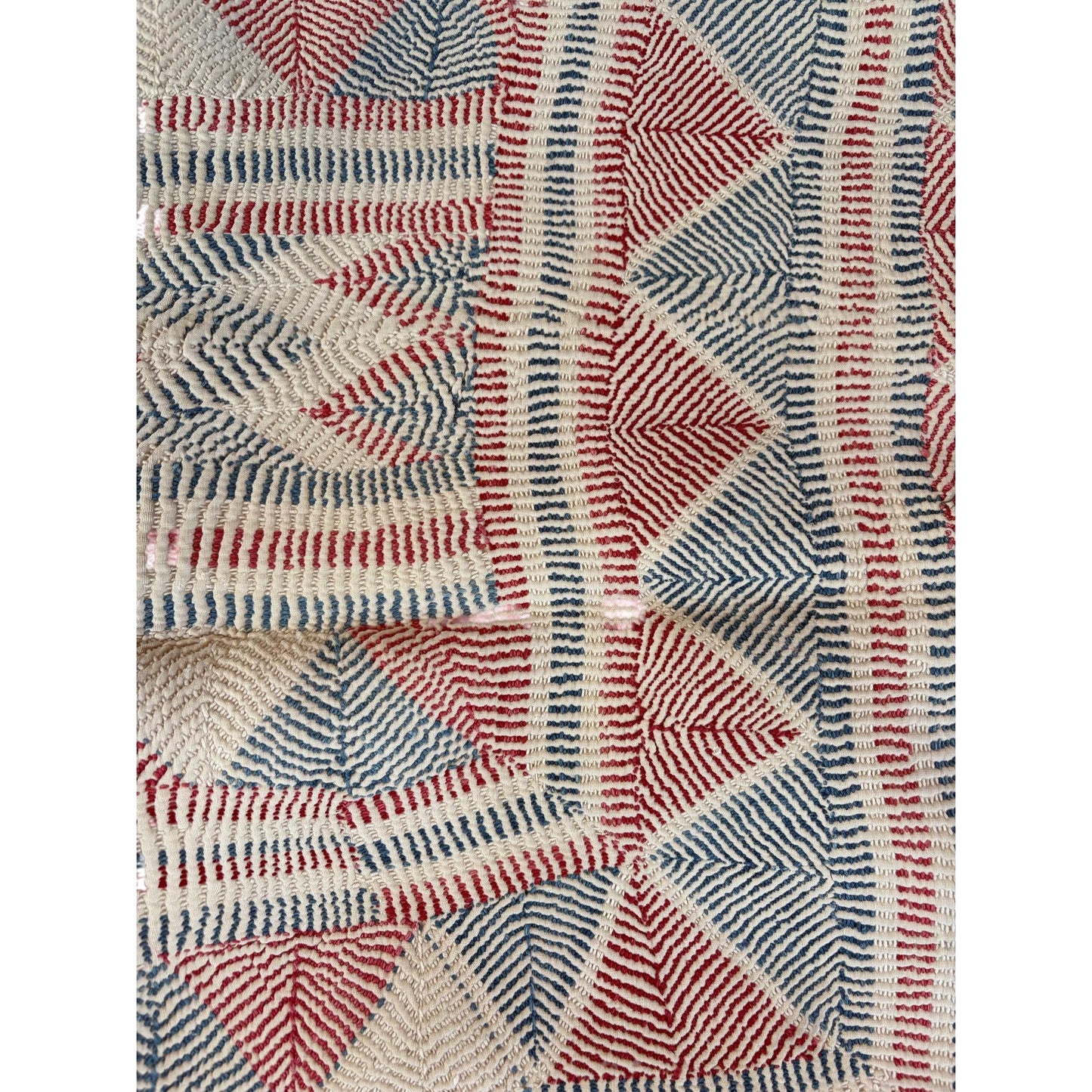 Stipes and chevrons Nakshi kantha quilt vintage
