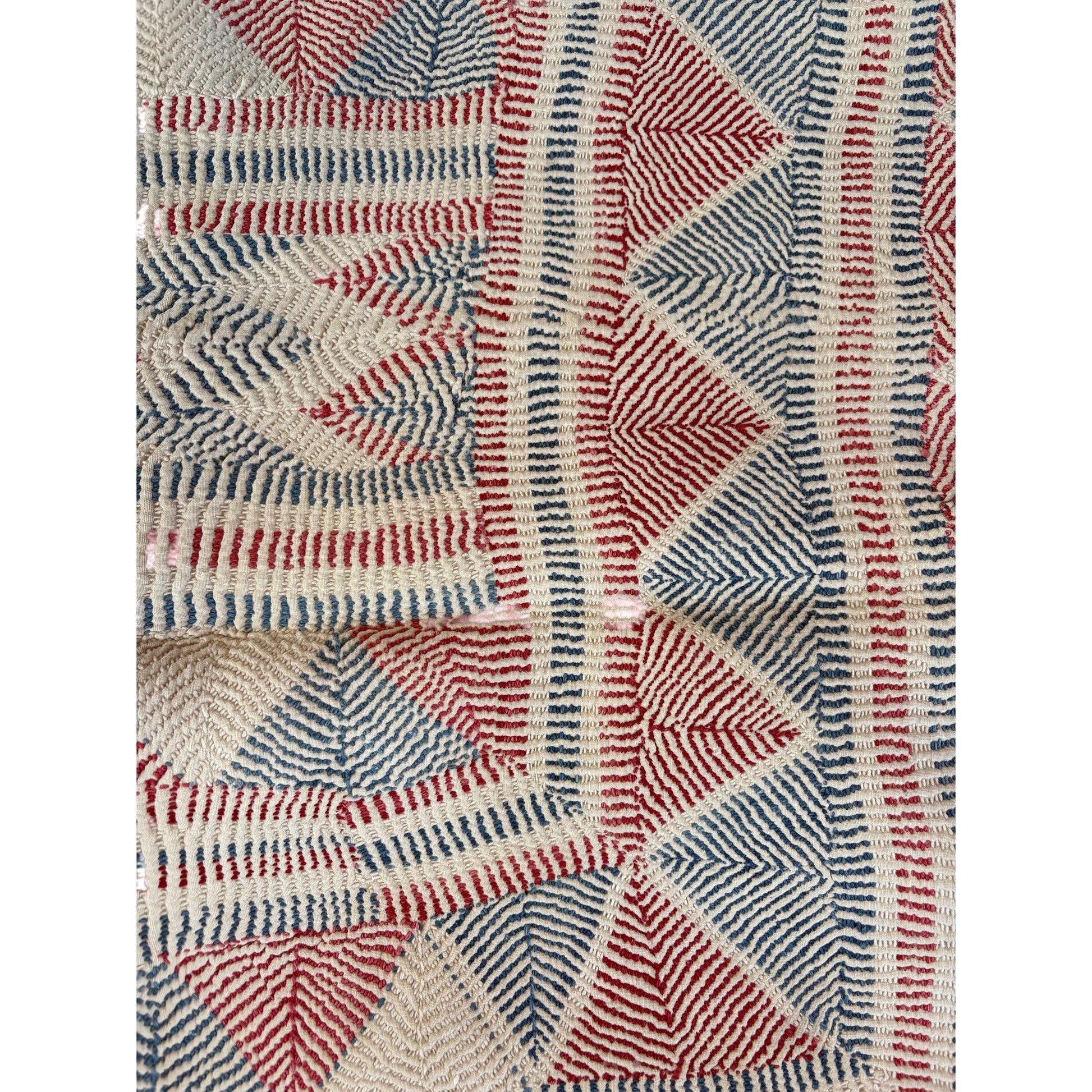 Stipes and chevrons Nakshi kantha quilt vintage
