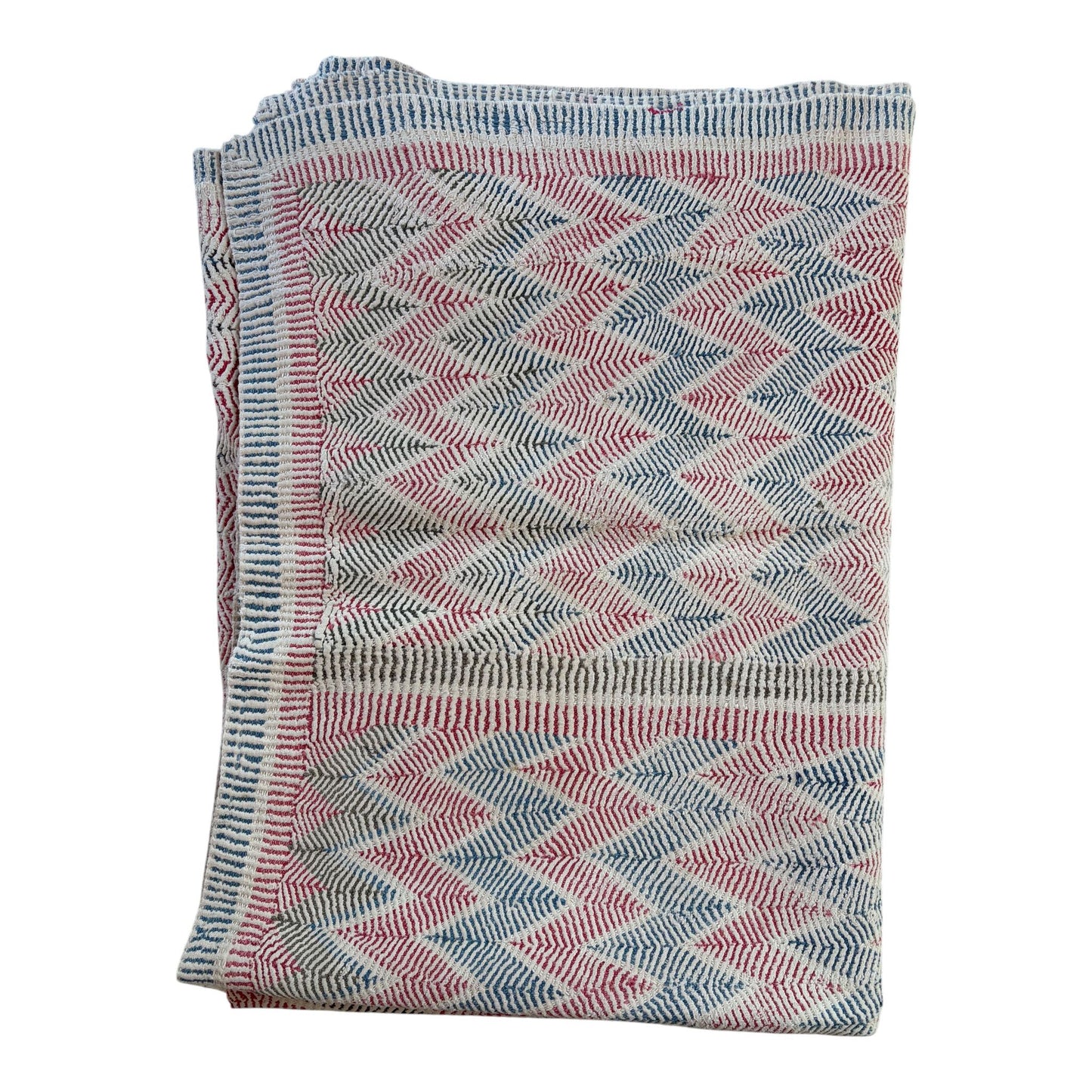 Vintage kantha chevron nakshi quilt