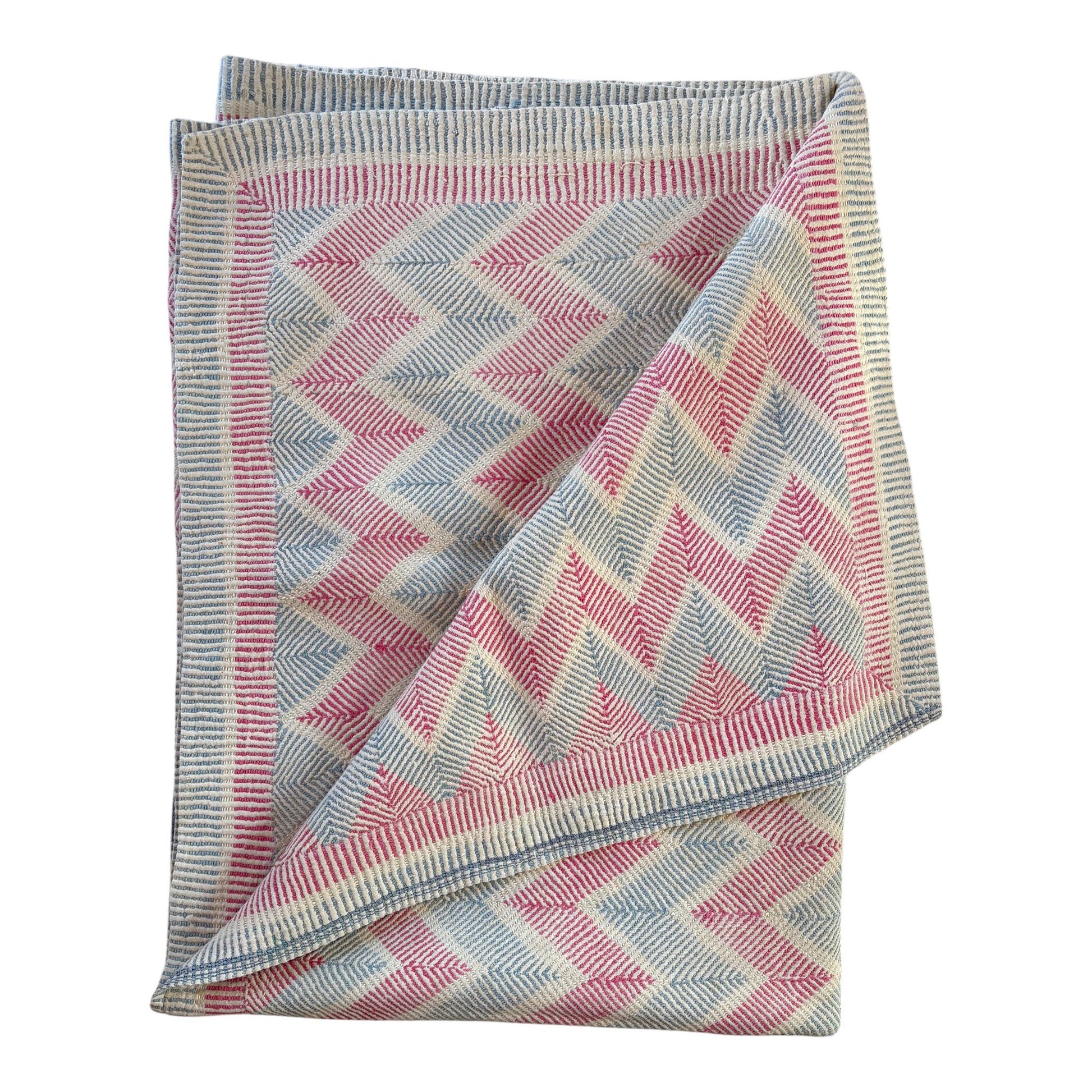 Pink and blue nakshi kantha quilt
