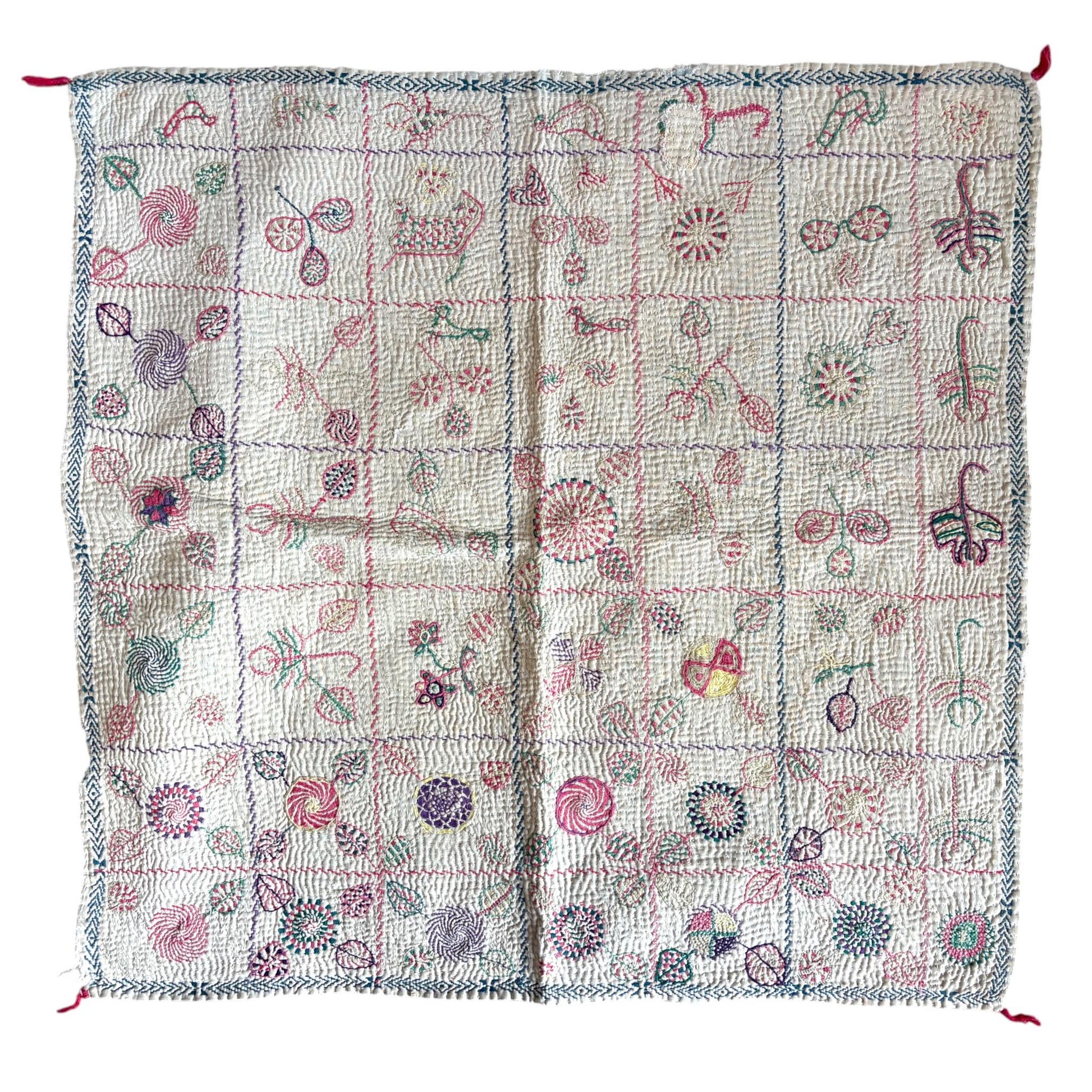 Nakshi square baby kantha quilt