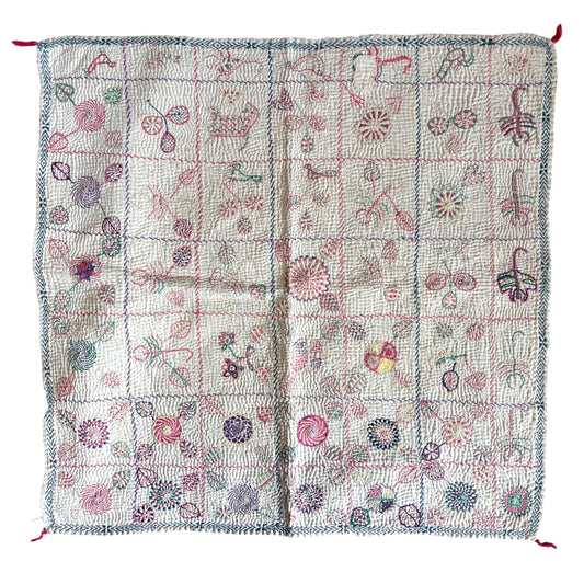 Nakshi square baby kantha quilt