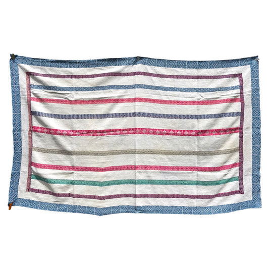 Nakshi stripes kantha quilt blues
