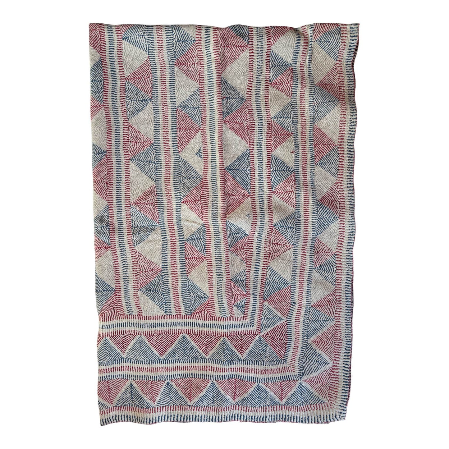 Stripes and chevrons nakshi kantha quilt