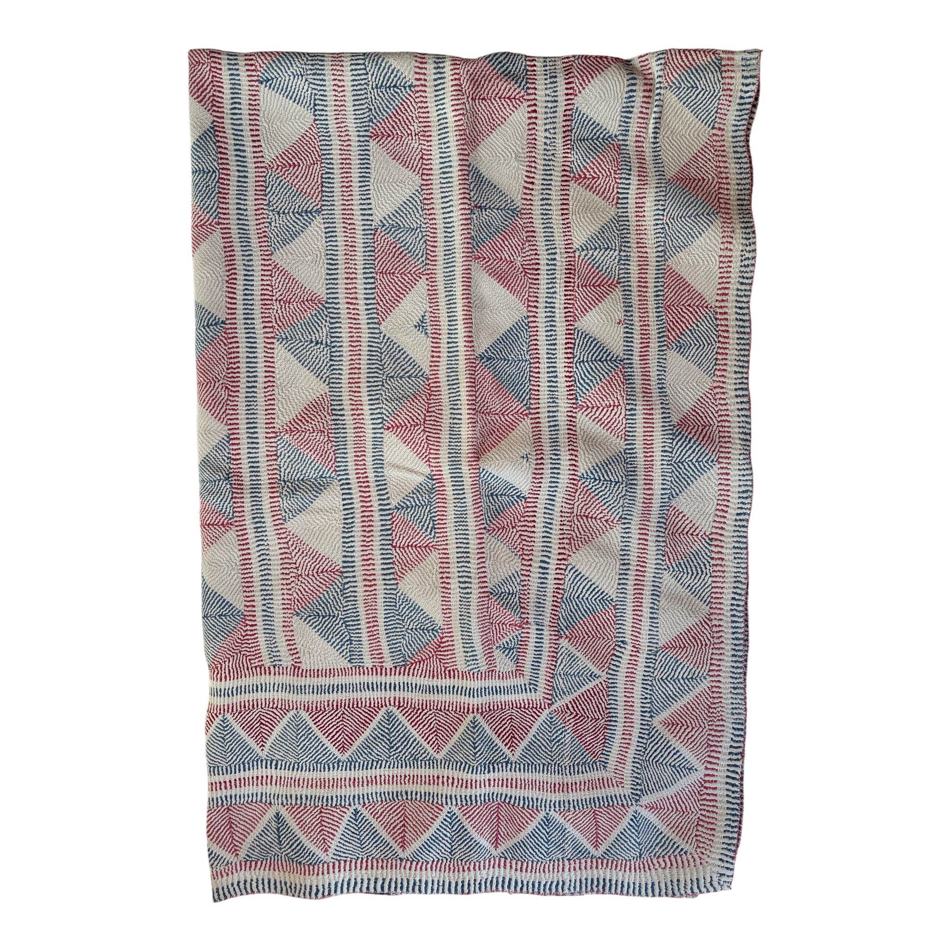 Stripes and chevrons nakshi kantha quilt