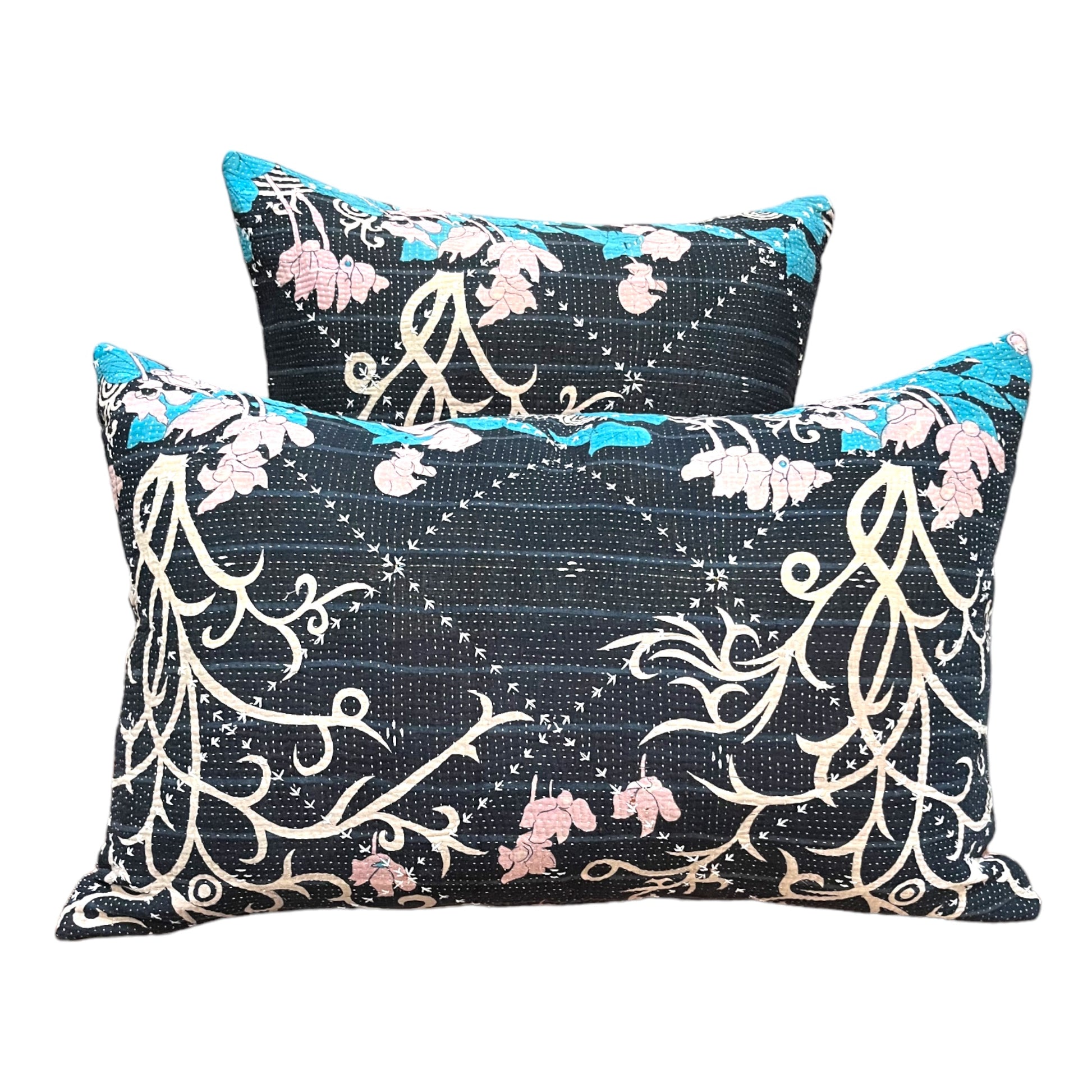 Navy kantha cuhsions