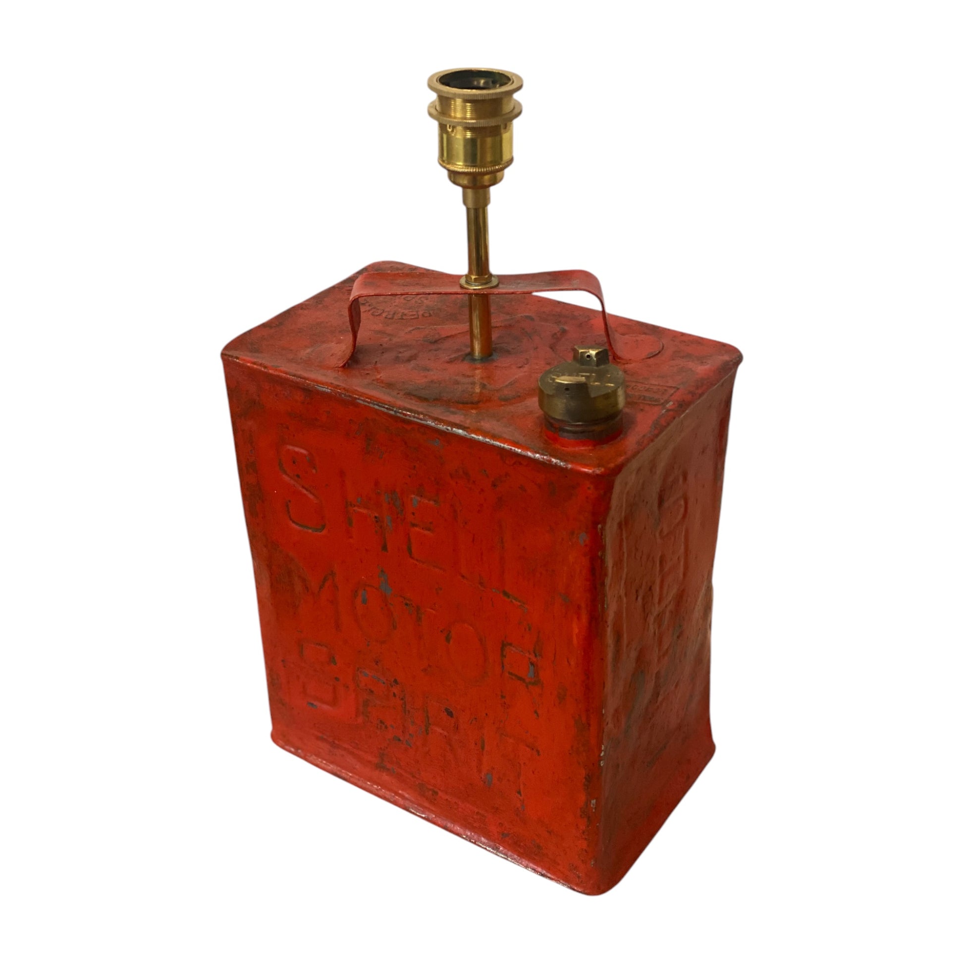 Red oil can lamp
