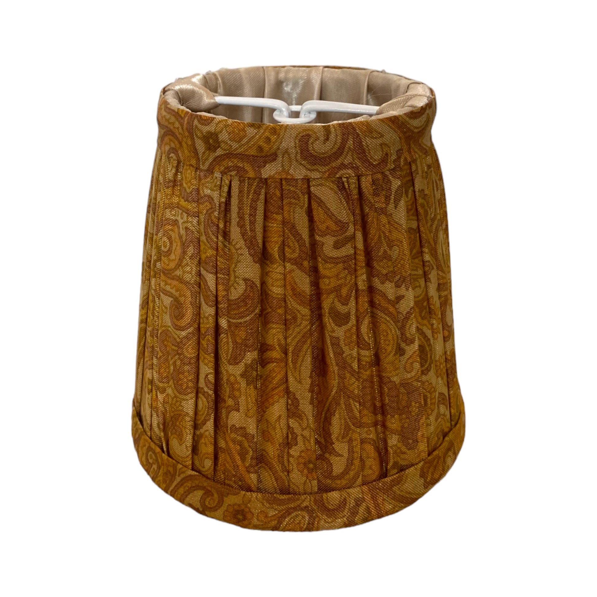 Old gold silk lampshade with clip on fitting