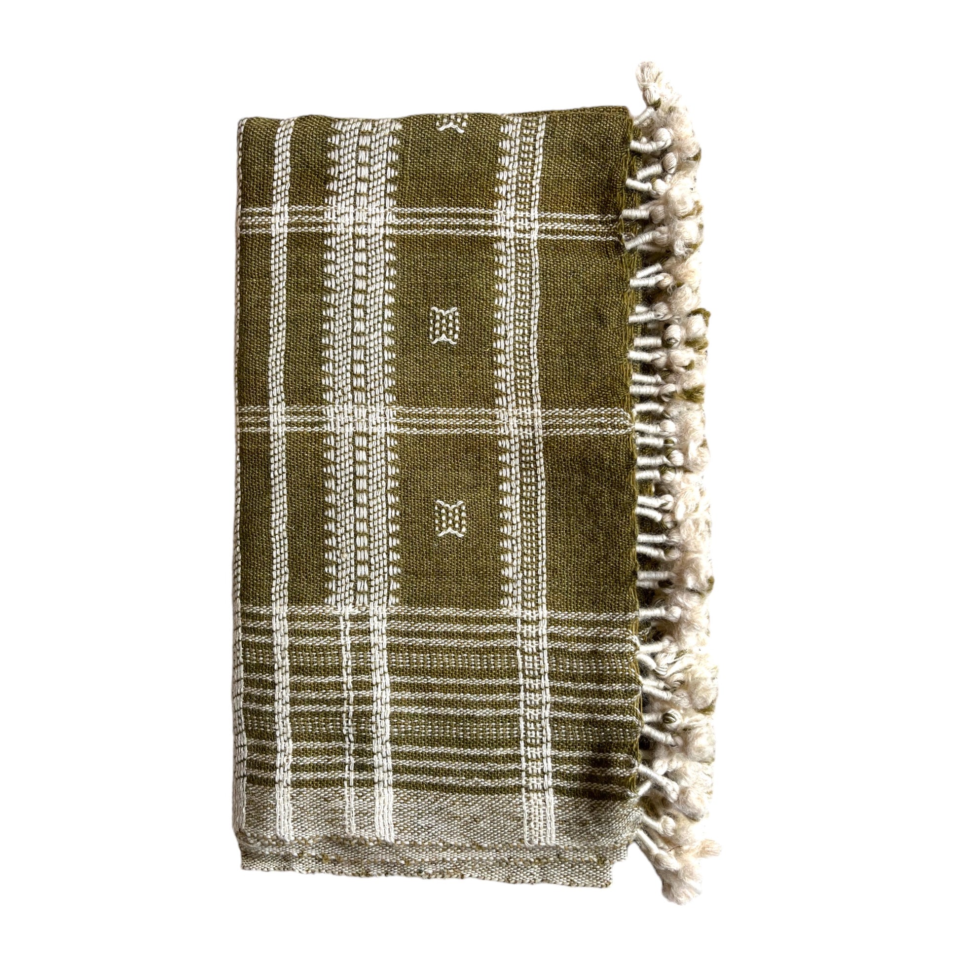 Olive woollen throw