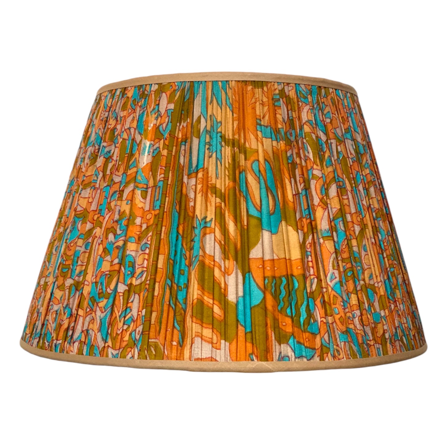 Orange and aqua sari lampshade