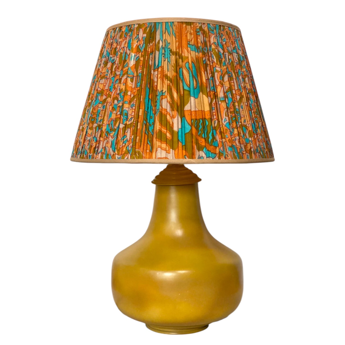 Orange and aqua vintage sari lampshade