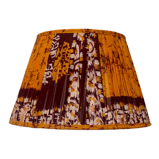 Orange Batik Silk sari lampshade