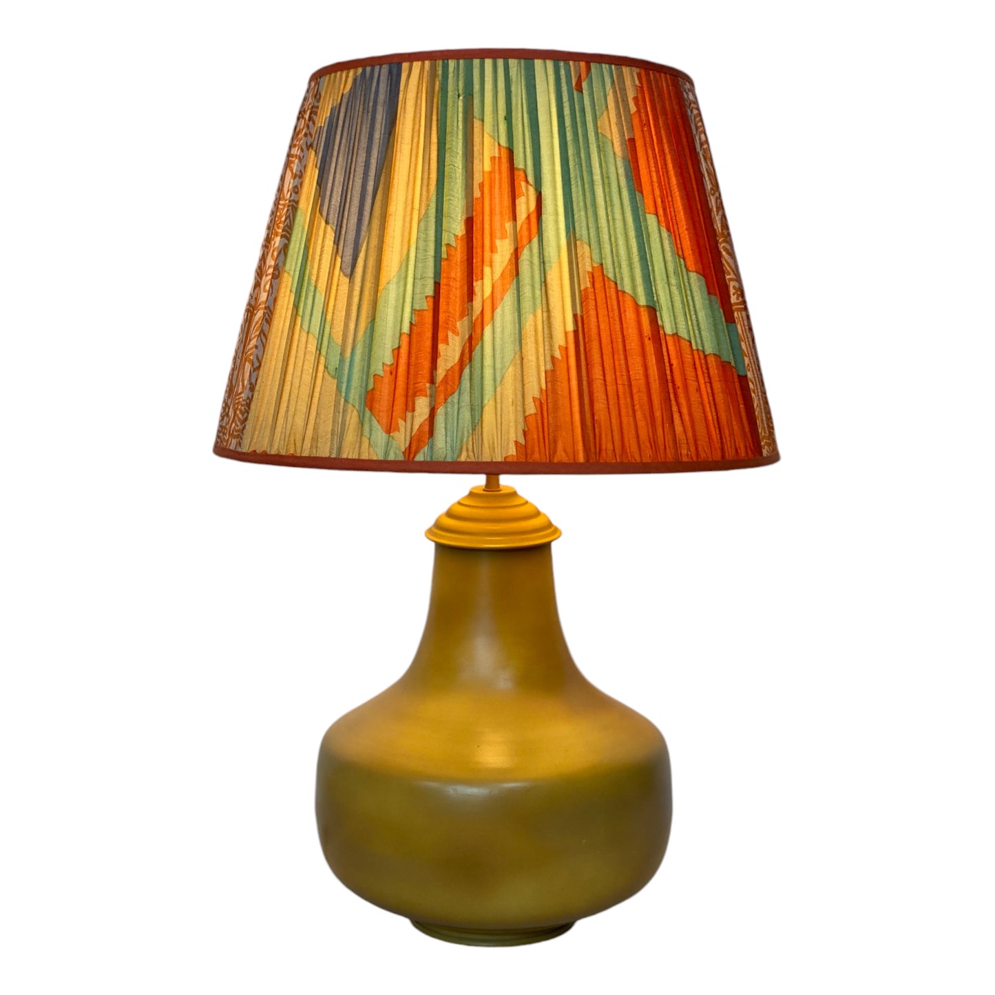 Orange and cream vintage sari lampshade
