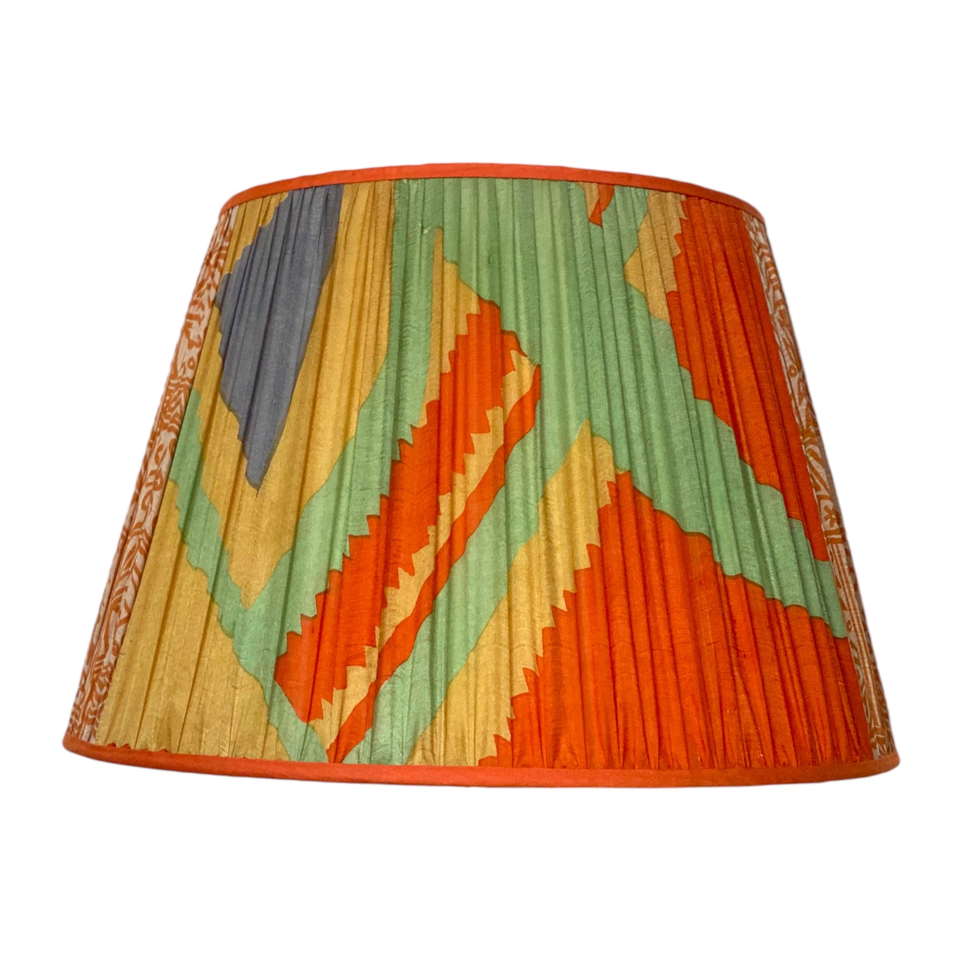 Orange and cream vintage sari lampshade
