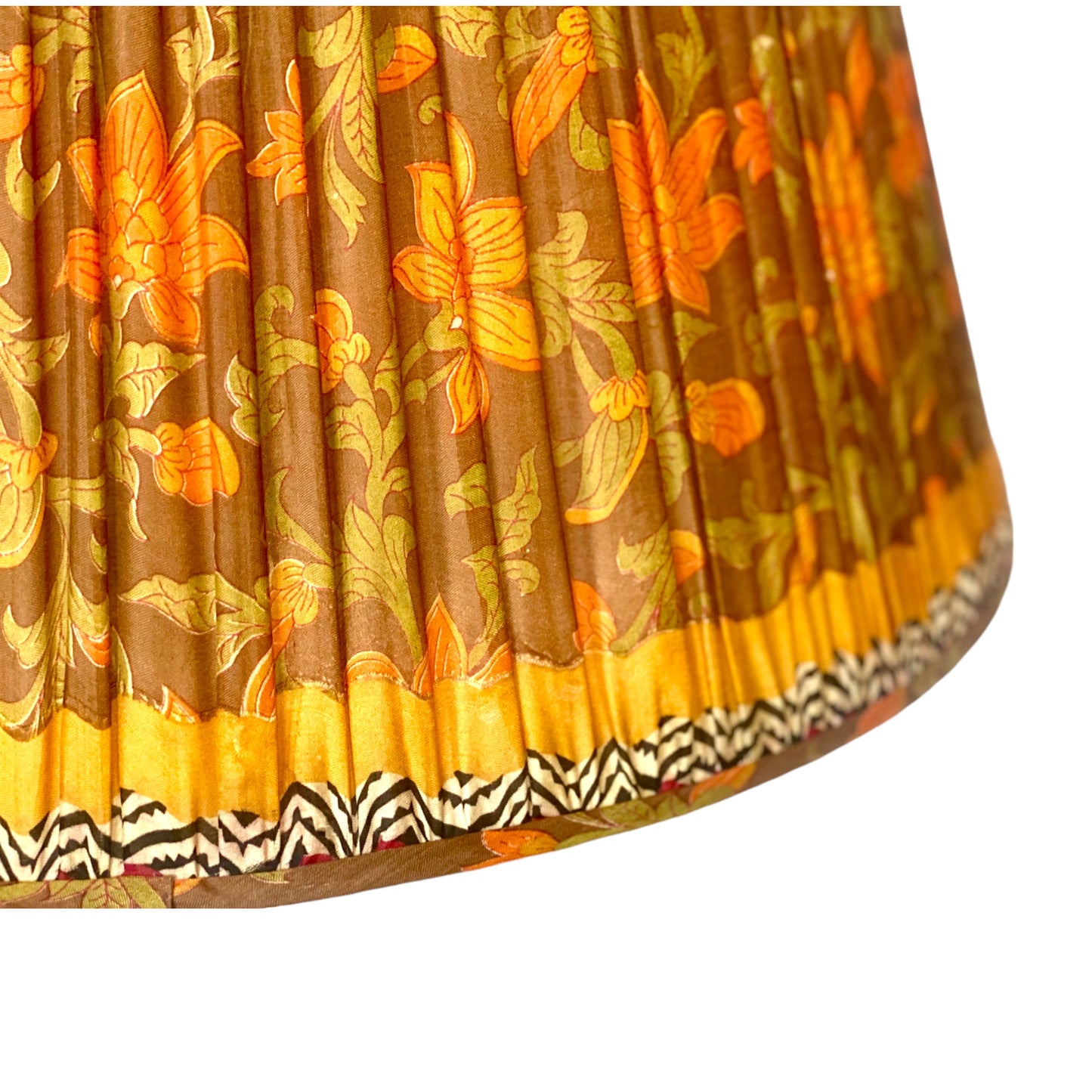 Orange and olive closeup silk lampshade