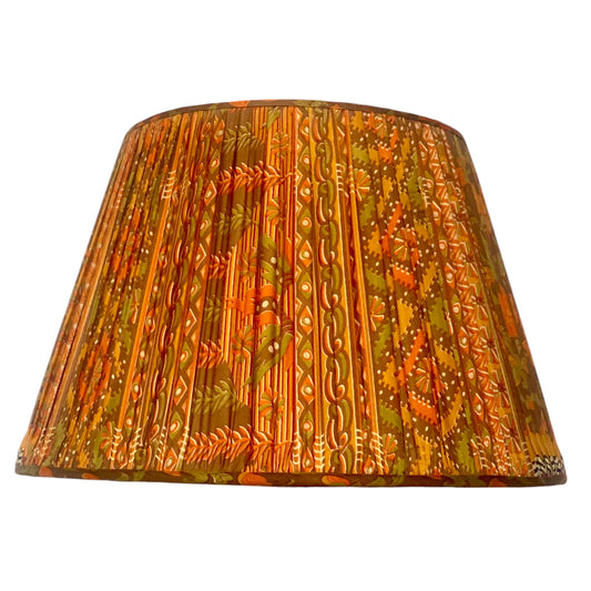 Orange floral silk sari lampshade
