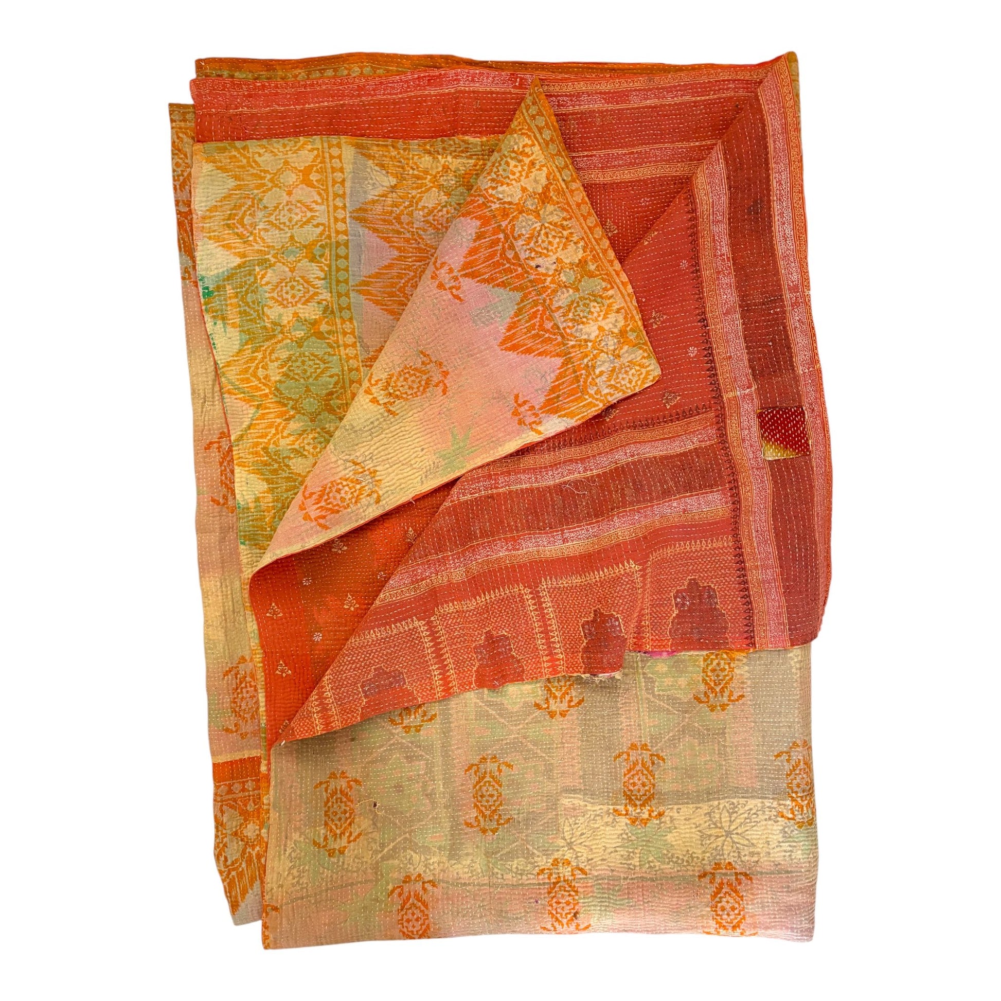 Rust and orange kantha