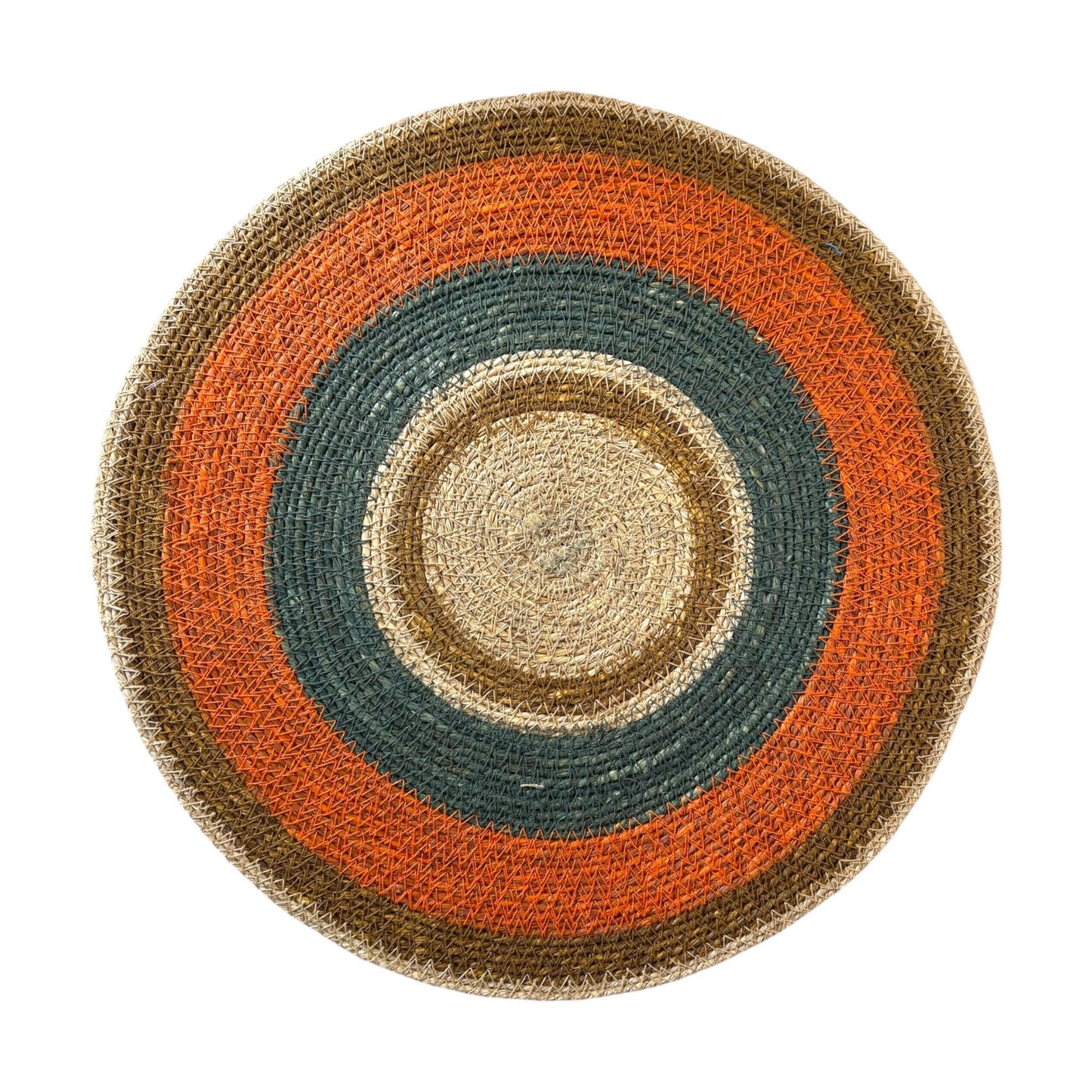orange and teal jute placemat
