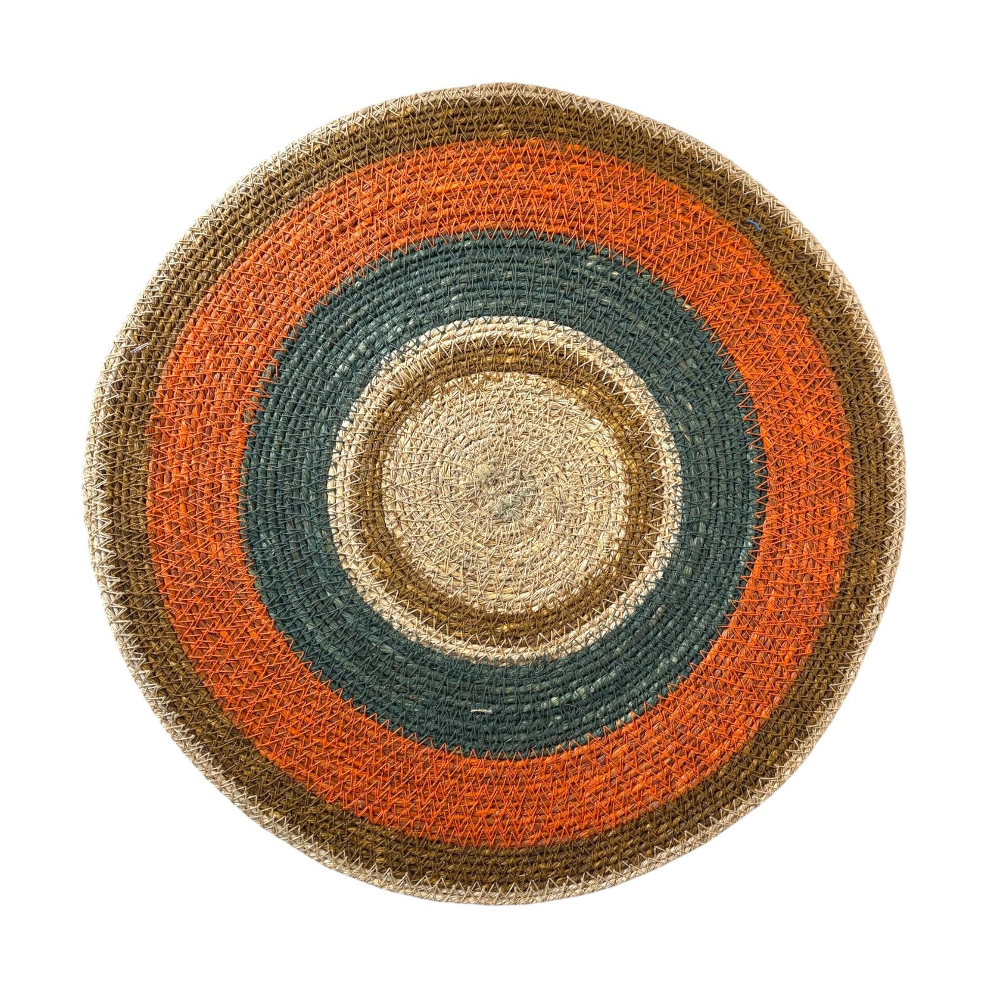 orange and teal jute placemat