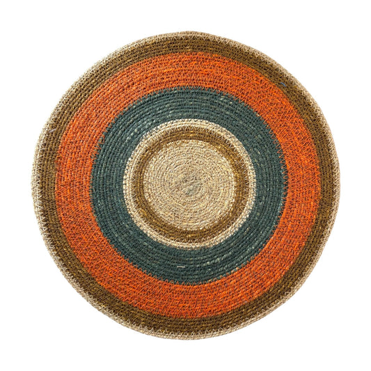 orange and teal jute placemat