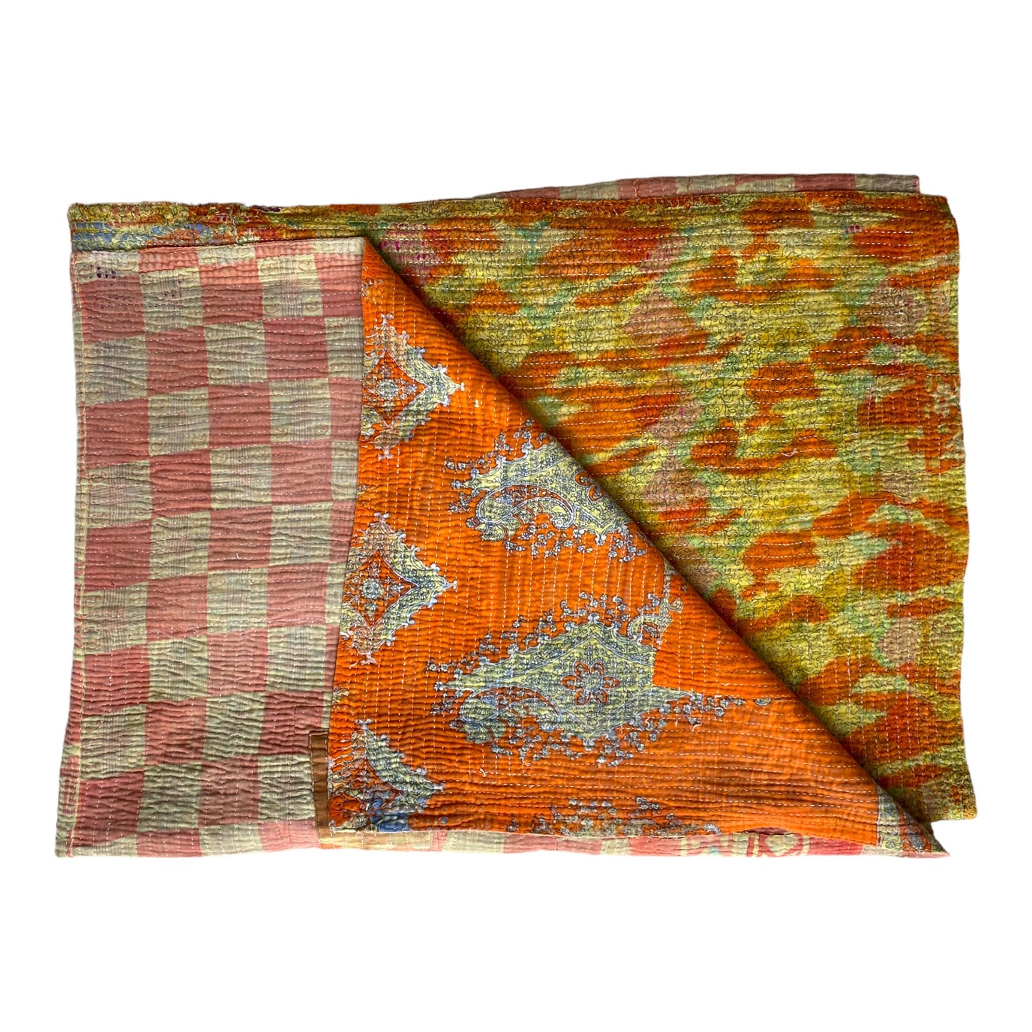 Oranges and lemons kantha quilt