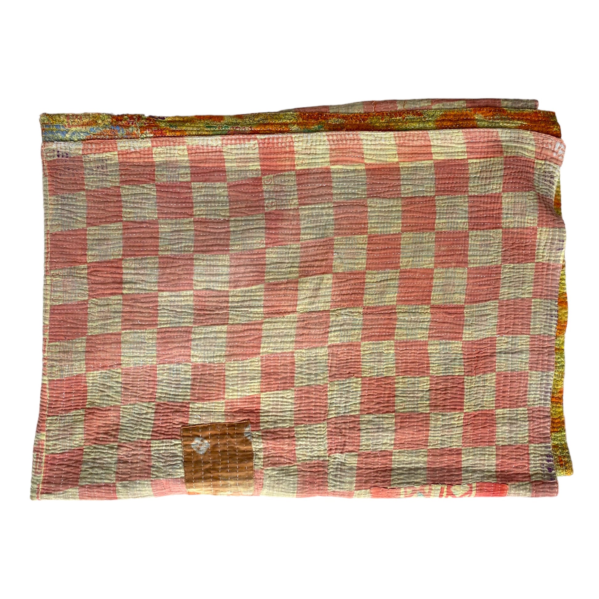 Oranges and lemons kantha blanket