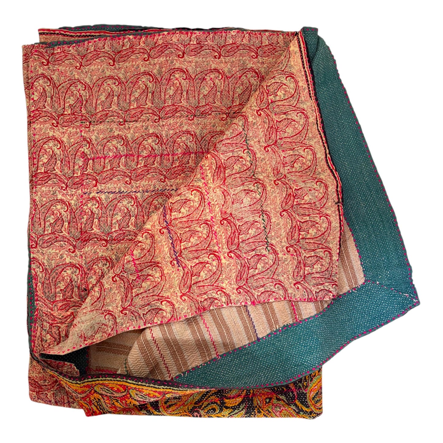 paisley pink kantha quilt