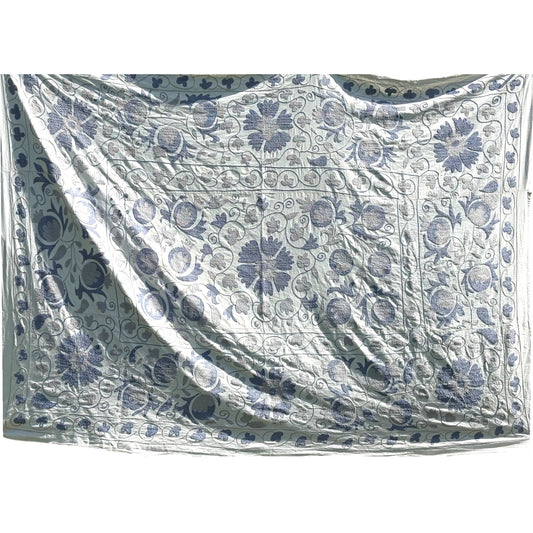 Pale Blue Suzani shown full width and length