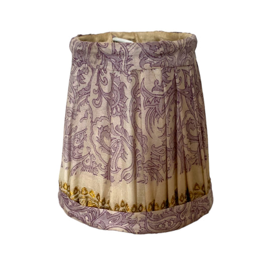 Pale lilac gold silk lampshade