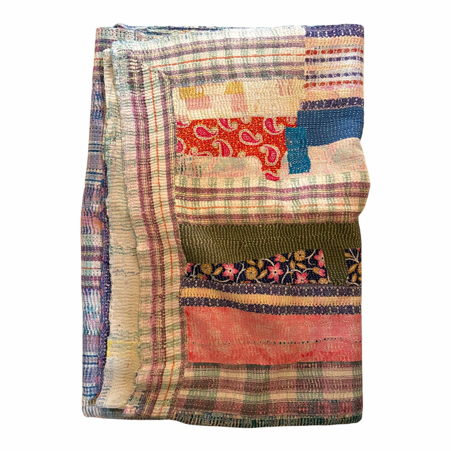 Patchwork Kantha quilt blues