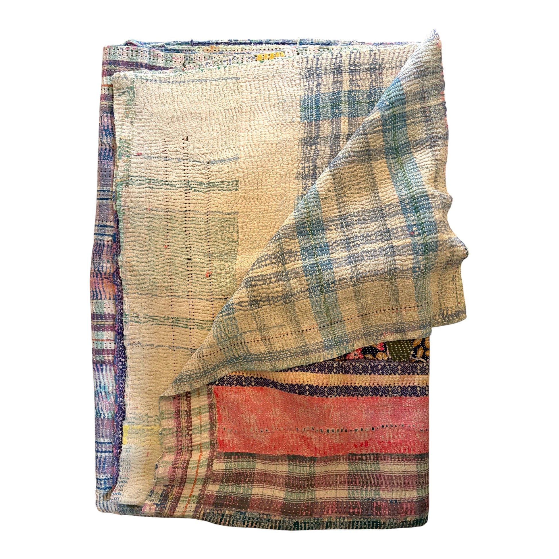 Blues patchwork kantha quilt