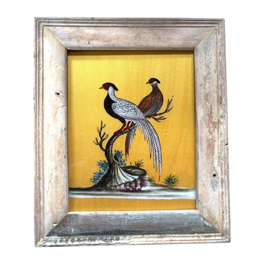 Pheasants glass painting