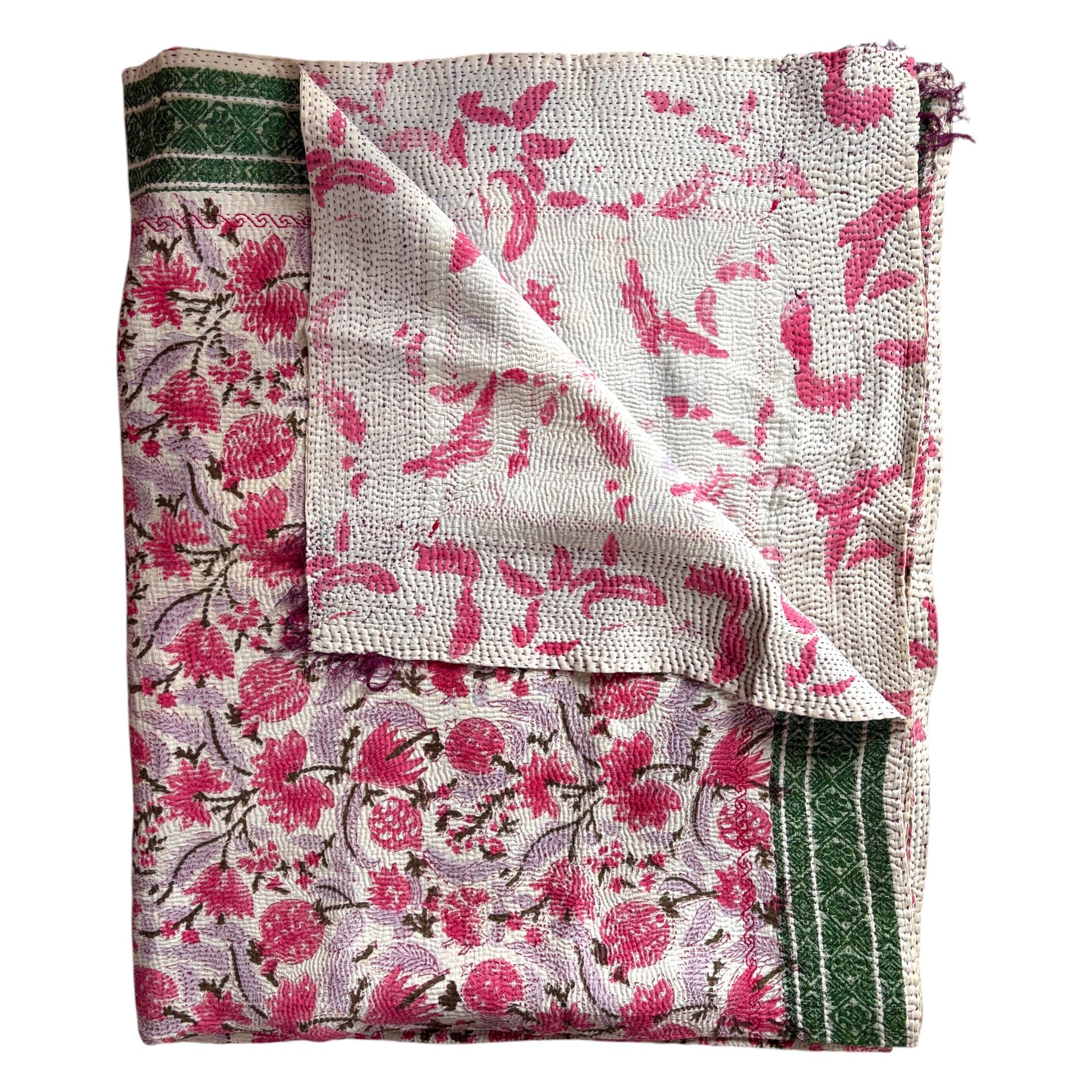 Block print kantha quilt
