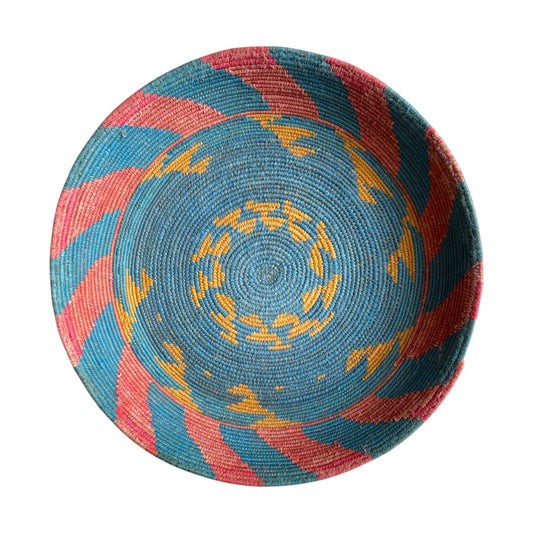 Pink and blue vintage berber basket
