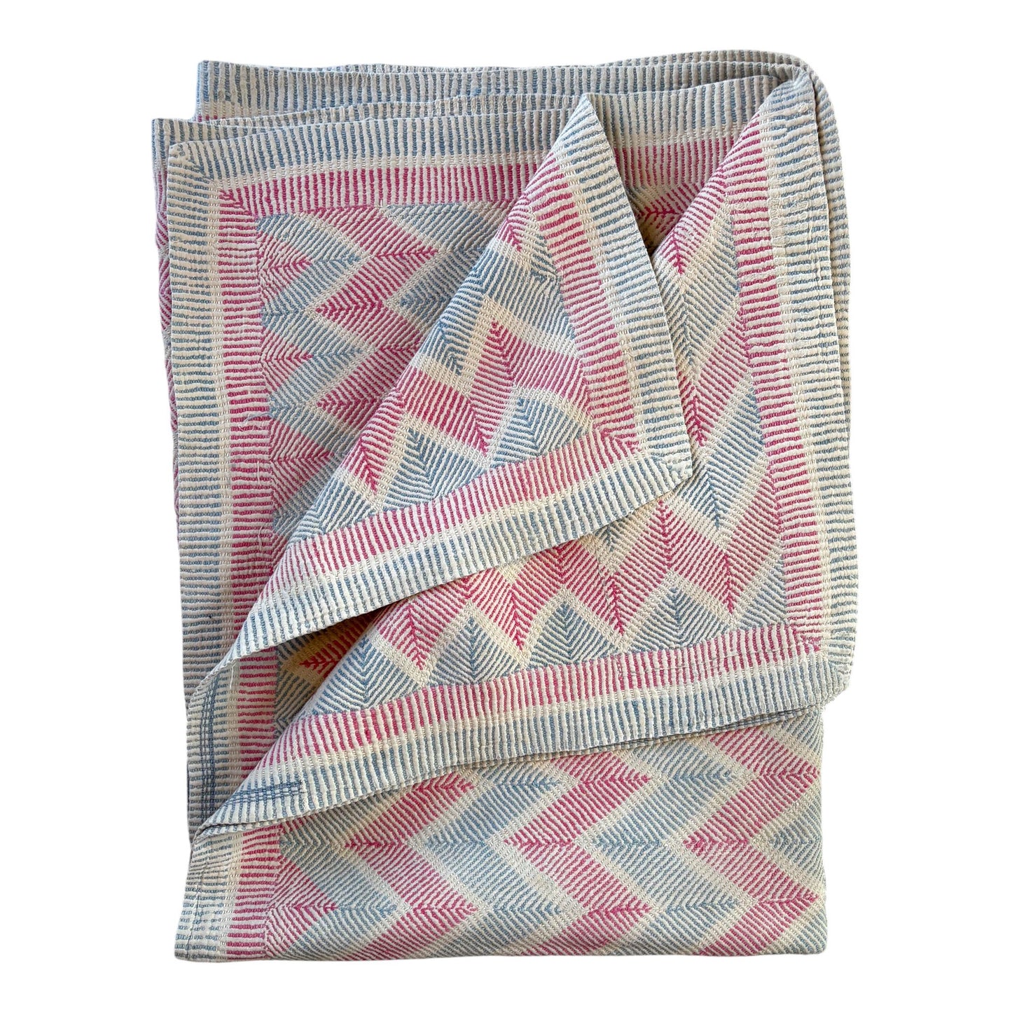 Pink and blue nakshi kantha quilt