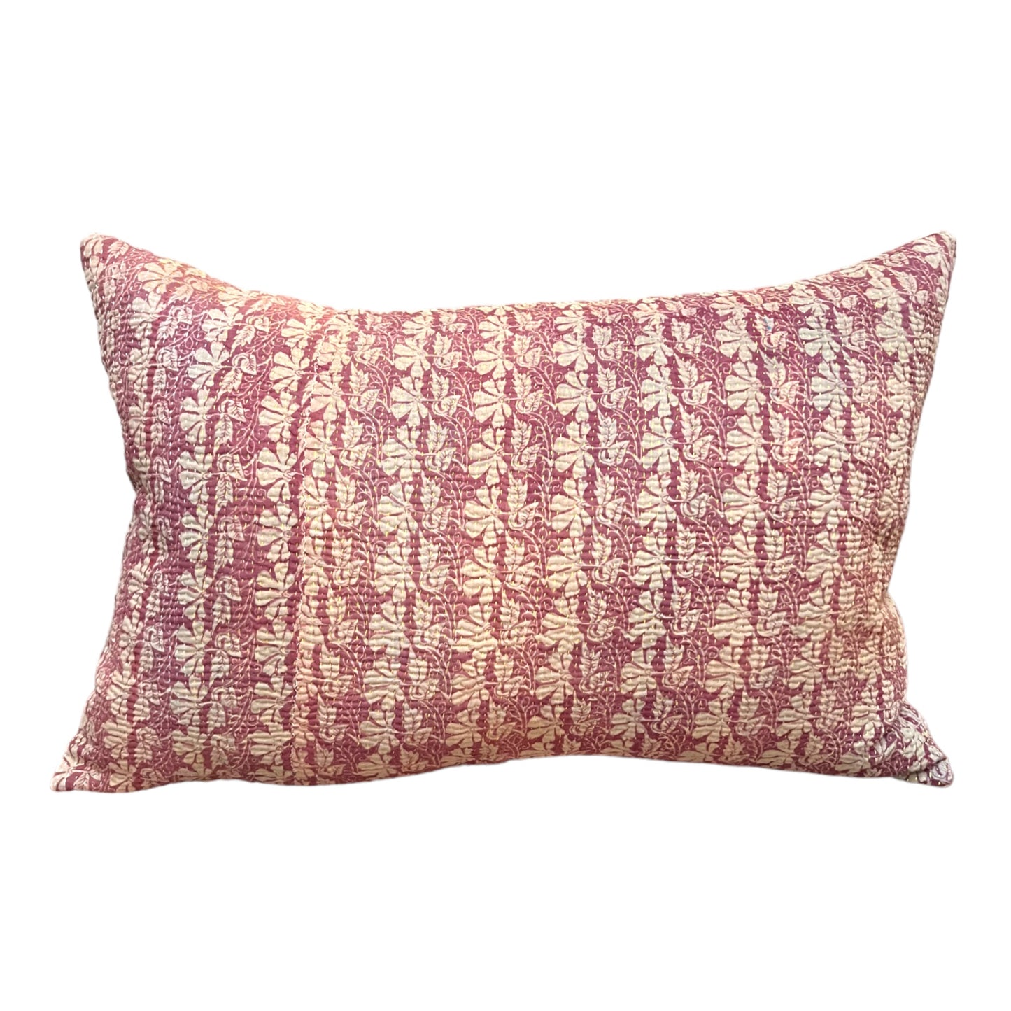 Pink cream kantha cushion rectangle