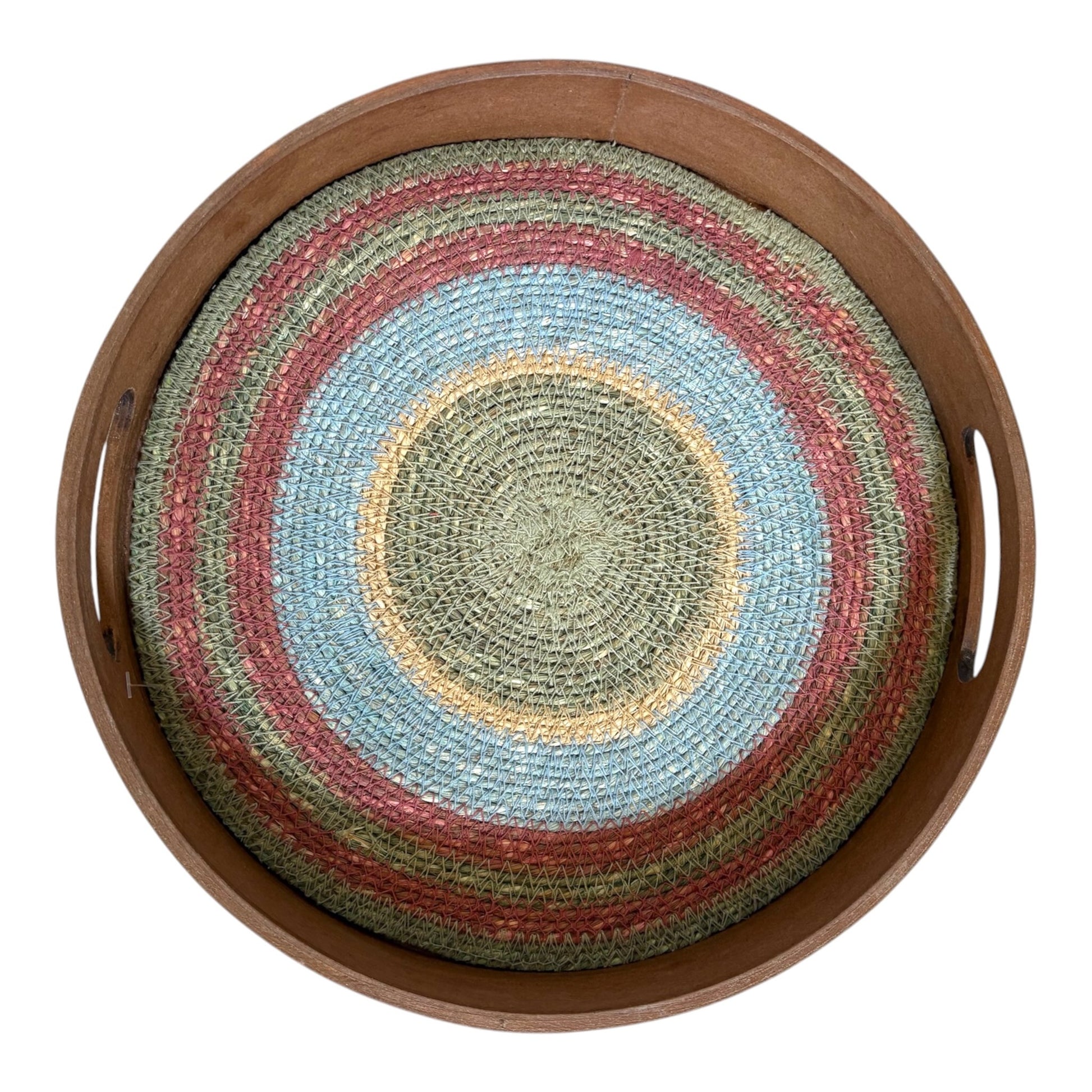 Pink blue and green tray