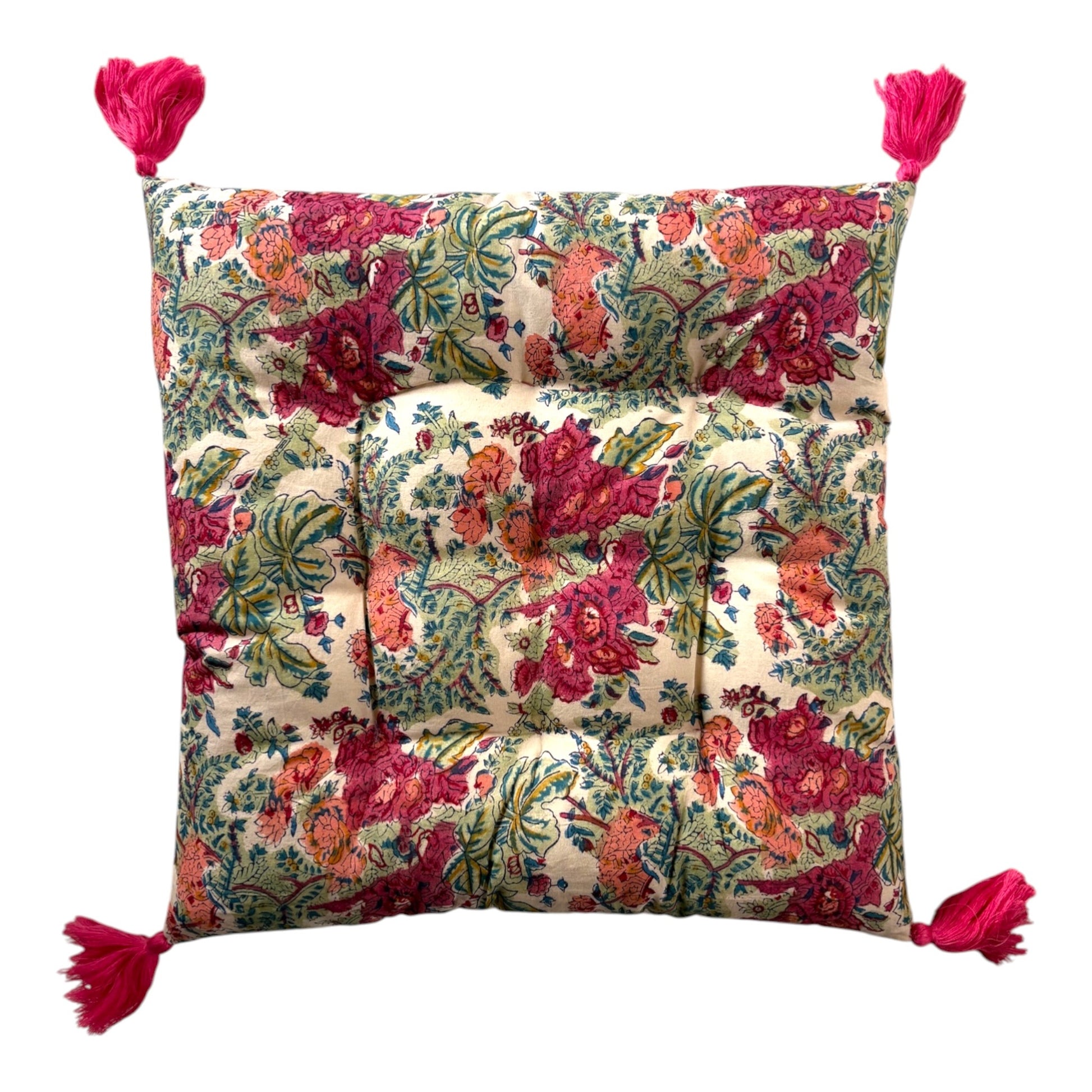 Pink and green seat pad
