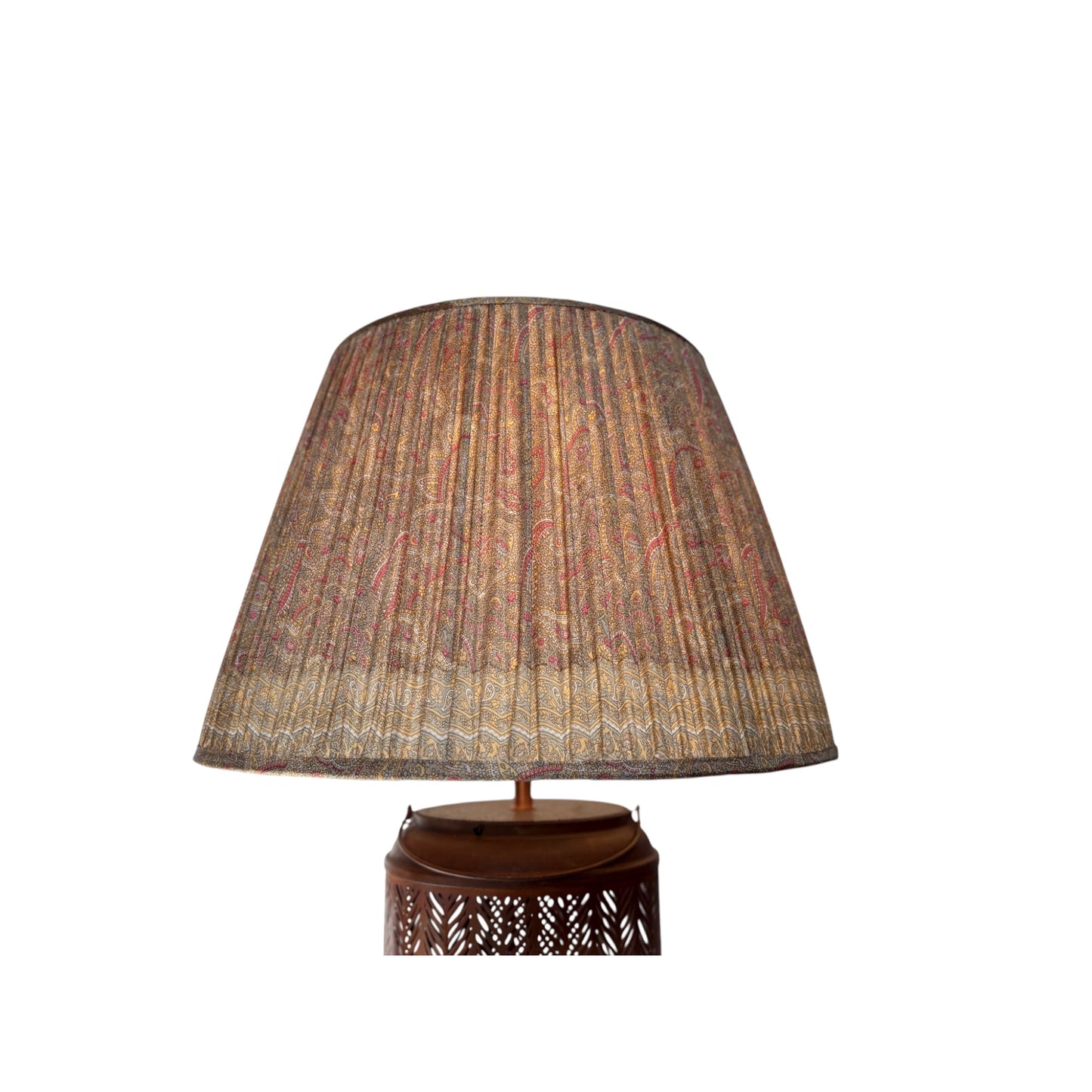 Pink and Oatmeal vintage silk sari lampshade