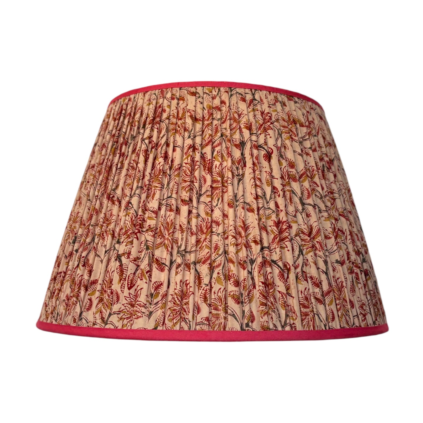 Pink and ochre kalamkari lampshade