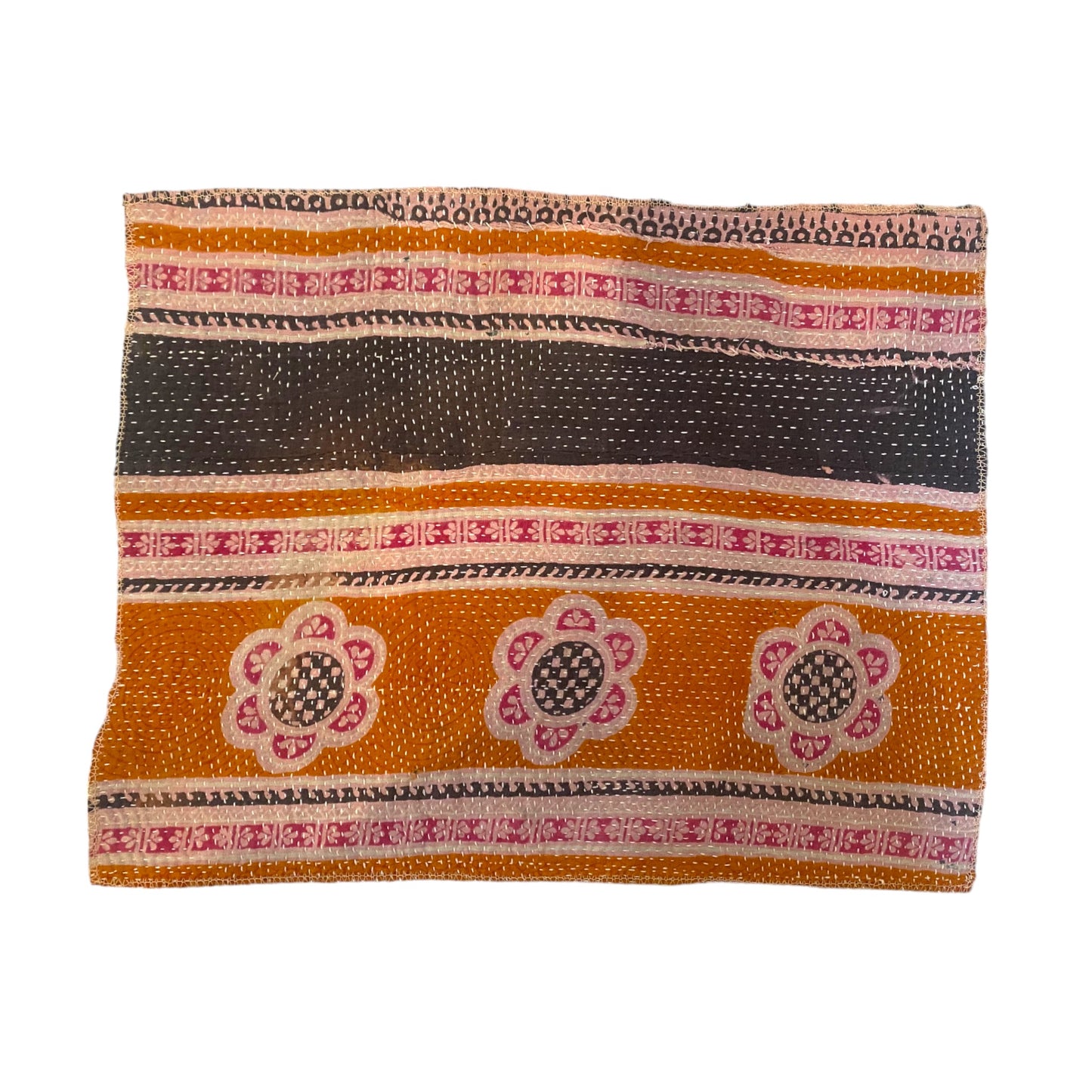 Pink and orange vintage kantha placemat