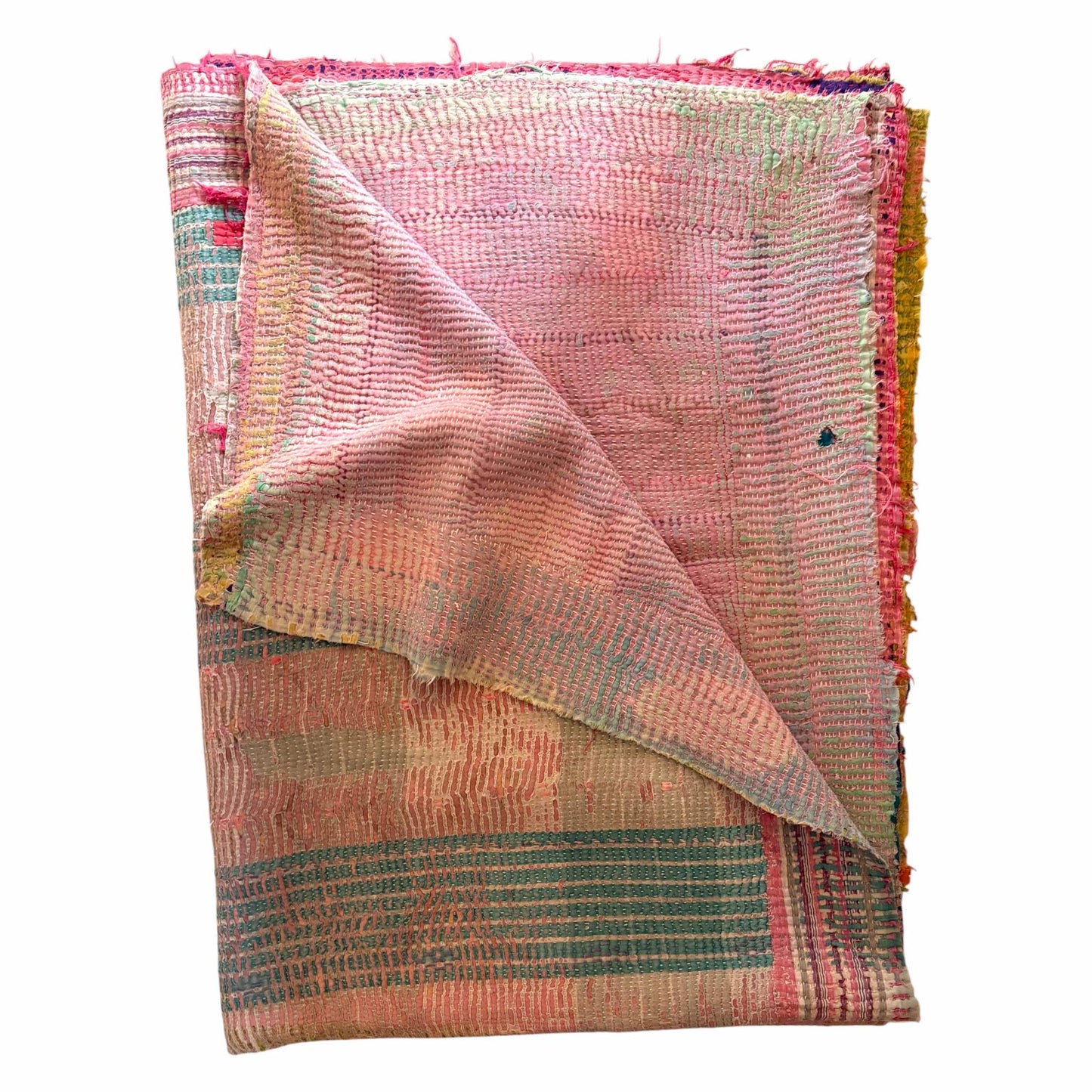 Pink kantha quilt patchwork
