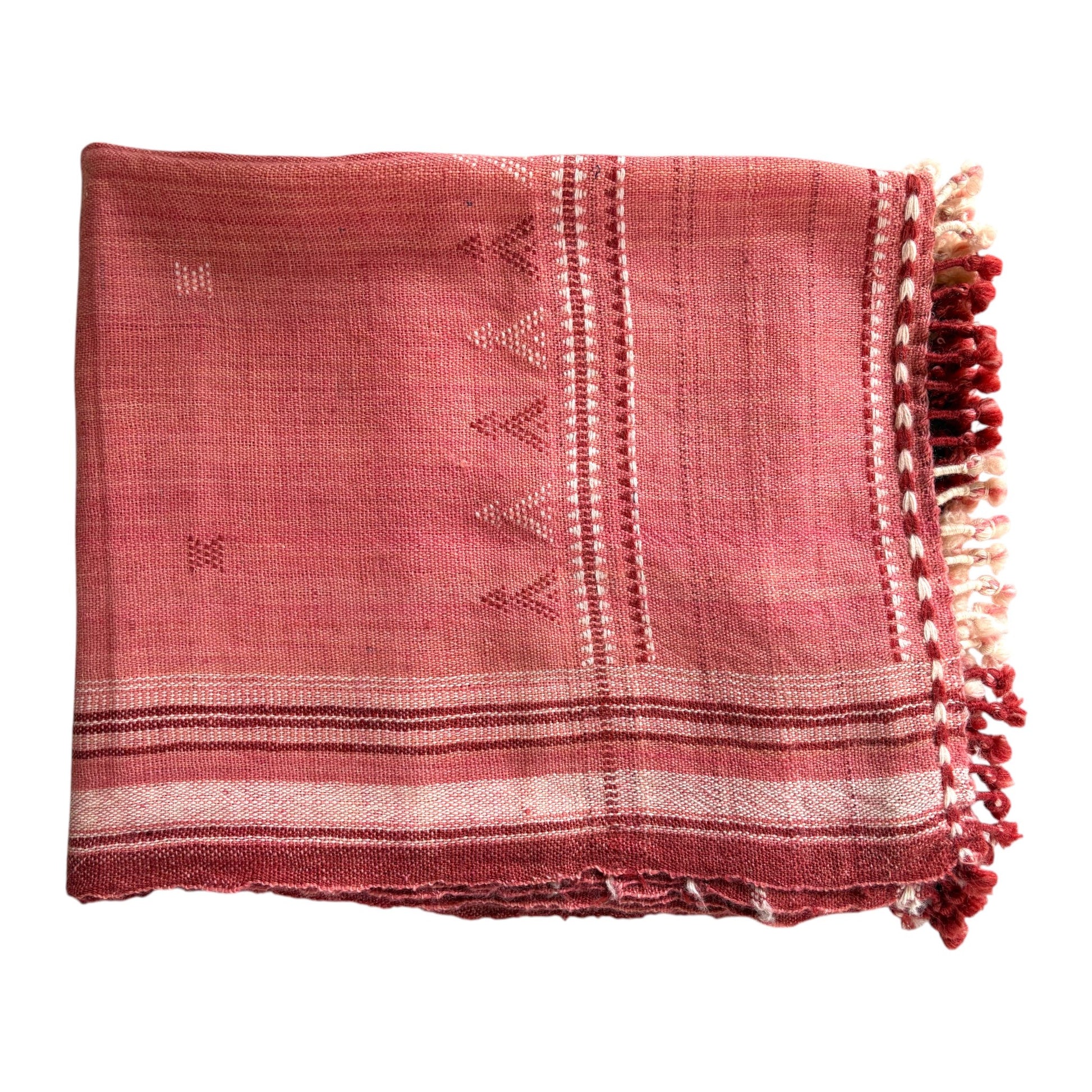 Pink and red wool throw