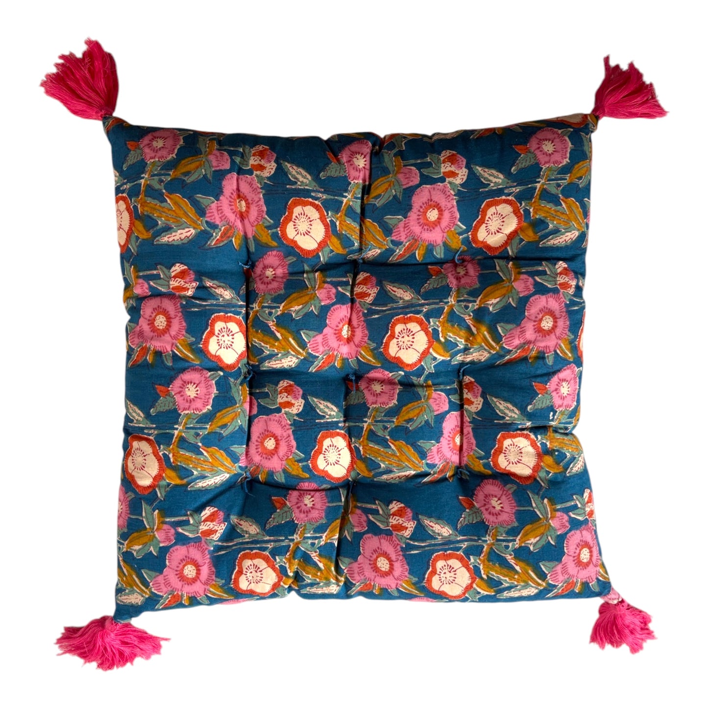 Pink and red poppy seat pad
