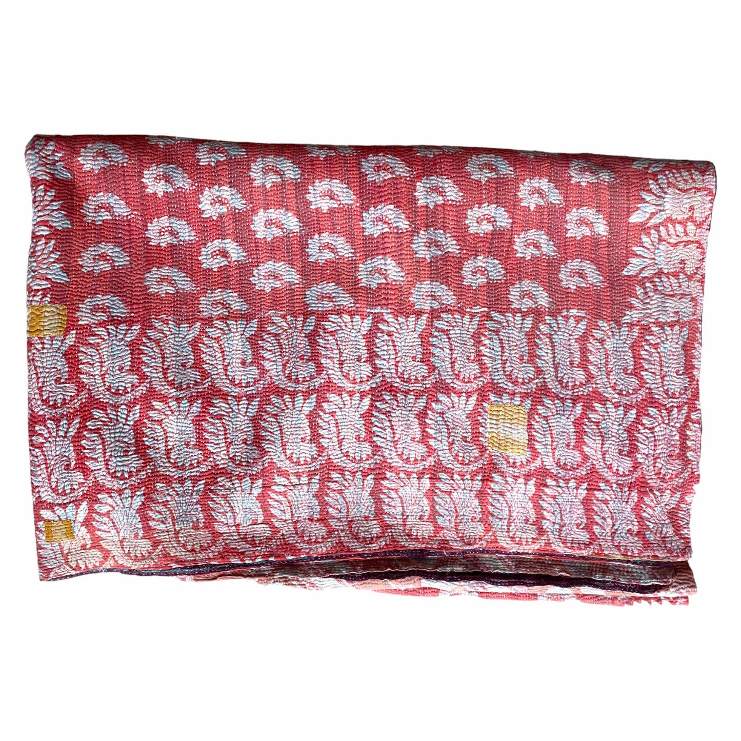 pink and white kantha quilt vintage