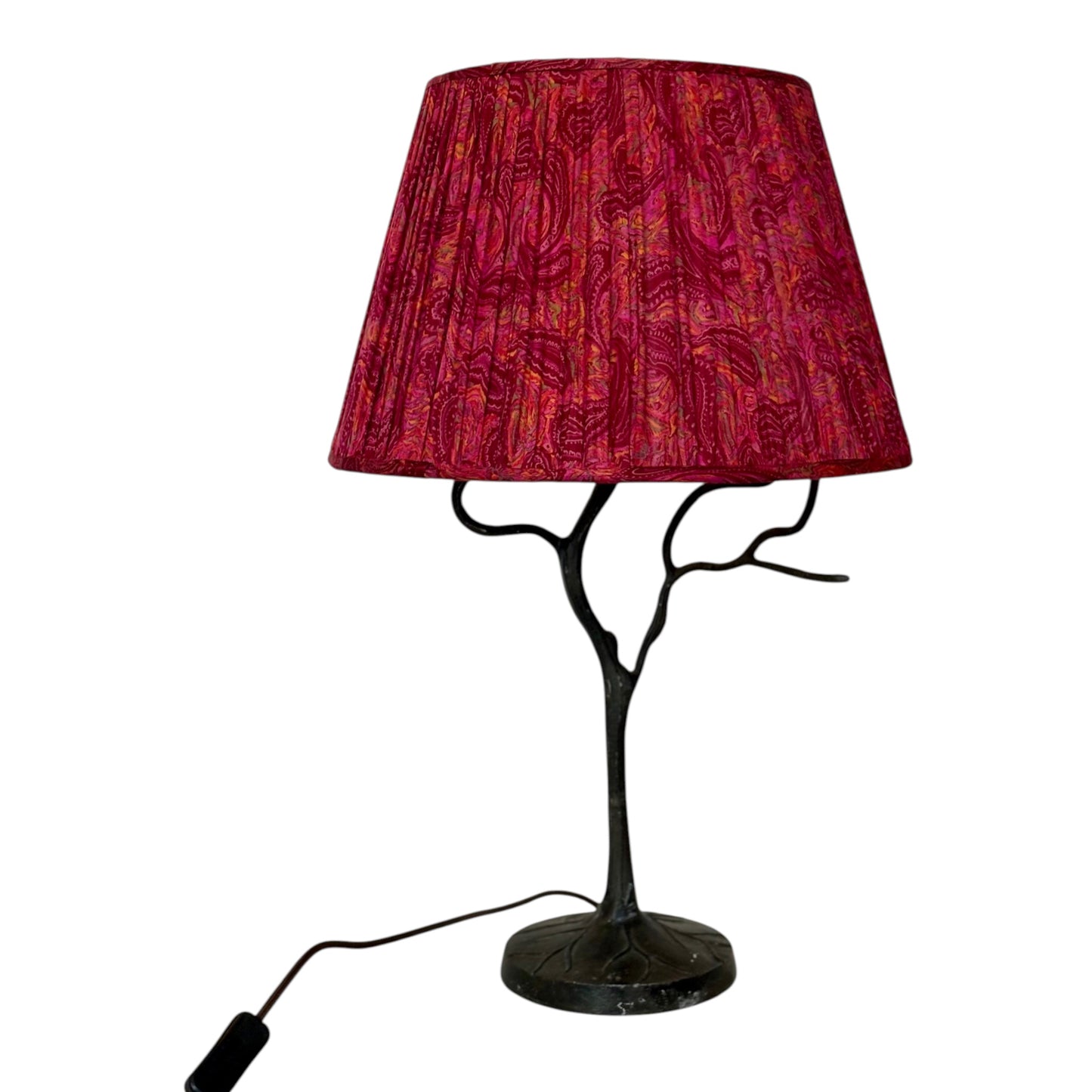 Pinks paisley vintage sari lampshade on Adita lamp base