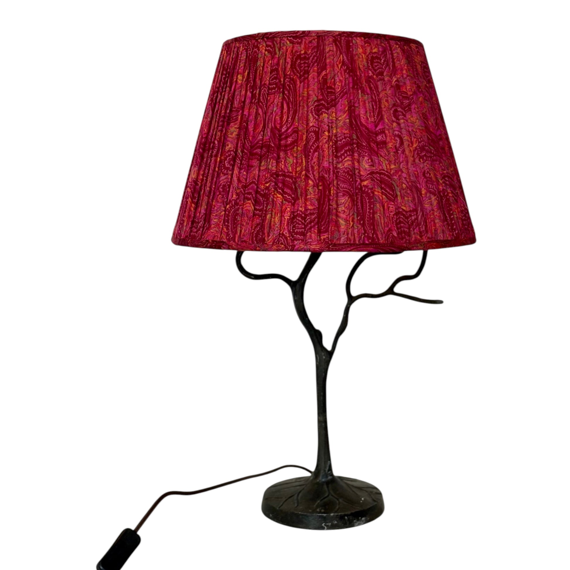 Pinks paisley vintage sari lampshade on Adita lamp base