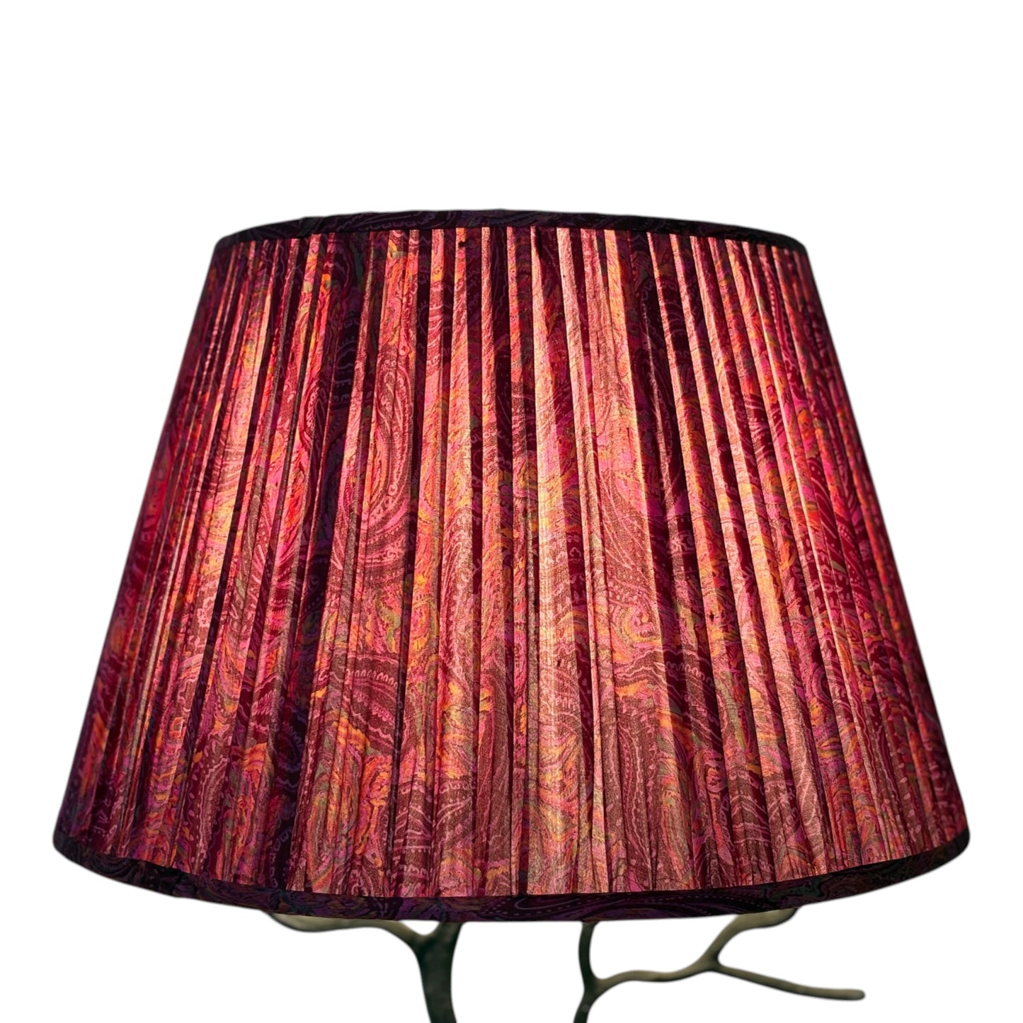 Pinks paisley lampshade lit