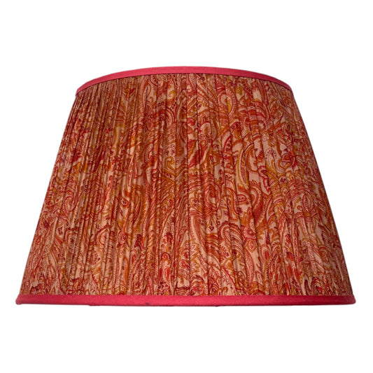 Pinky red silk sari lampshade